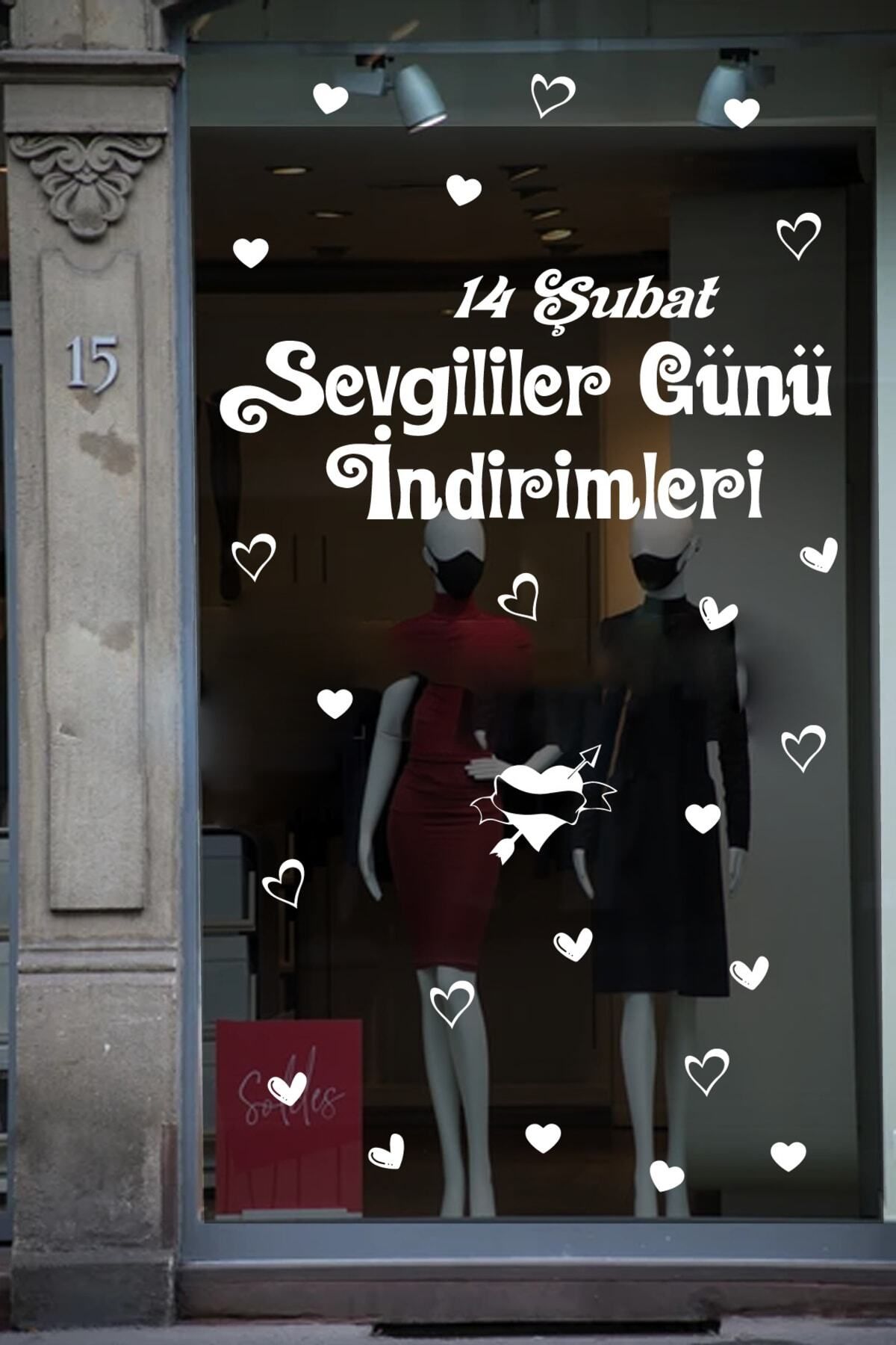 MLH STORE Happy Valentine's Day Sevgililer Günü Sticker Kalp, Love, I Love You Cam, Duvar Sticker Etiket Seti