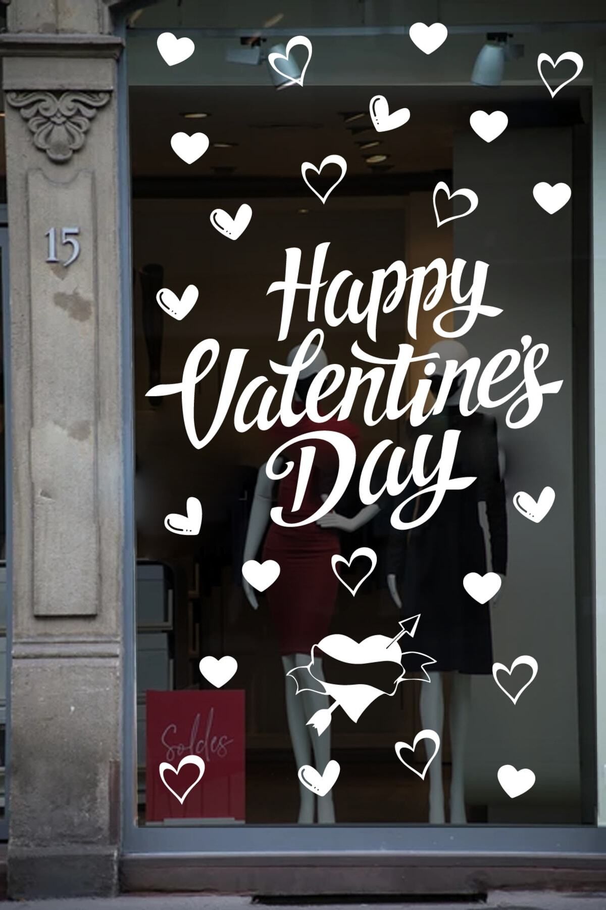 MLH STORE Happy Valentine's Day Sevgililer Günü Sticker Kalp, Love, I Love You Cam, Duvar Sticker Etiket Seti