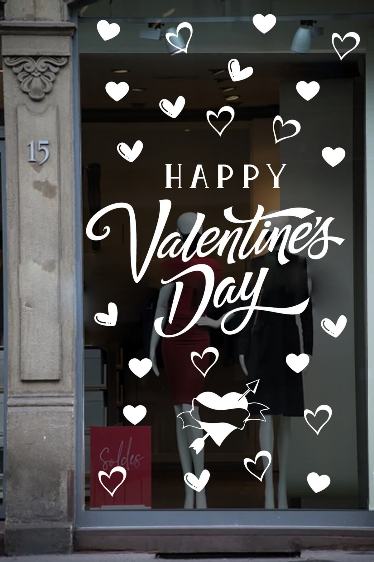 MLH STORE Happy Valentine's Day Sevgililer Günü Sticker Kalp, Love, I Love You Cam, Duvar Sticker Etiket Seti