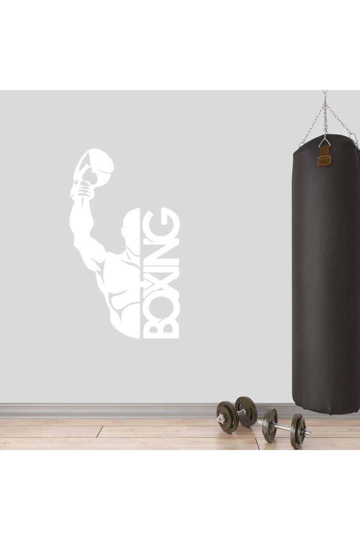MLH STORE Boxing, Şampiyon Boksör Dekoratif Duvar Sticker, Çıkartma, Etiket Beyaz
