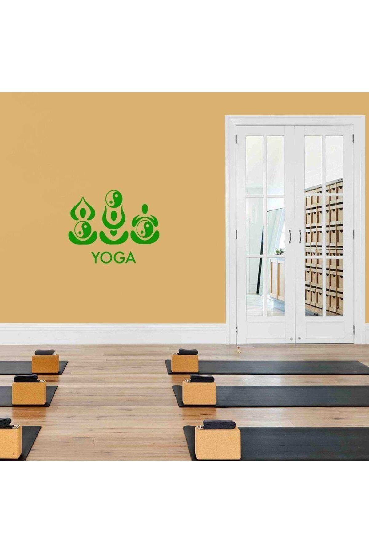 MLH STORE Yoga Duruşları Ve Yin Yanglar Dekoratif Duvar Sticker, Çıkartma, Etiket Yeşil