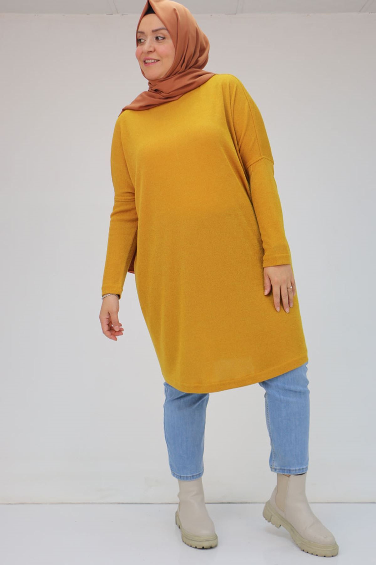 Eslina-48115 Mustard Plus Size Low Sleeve Tunic 5