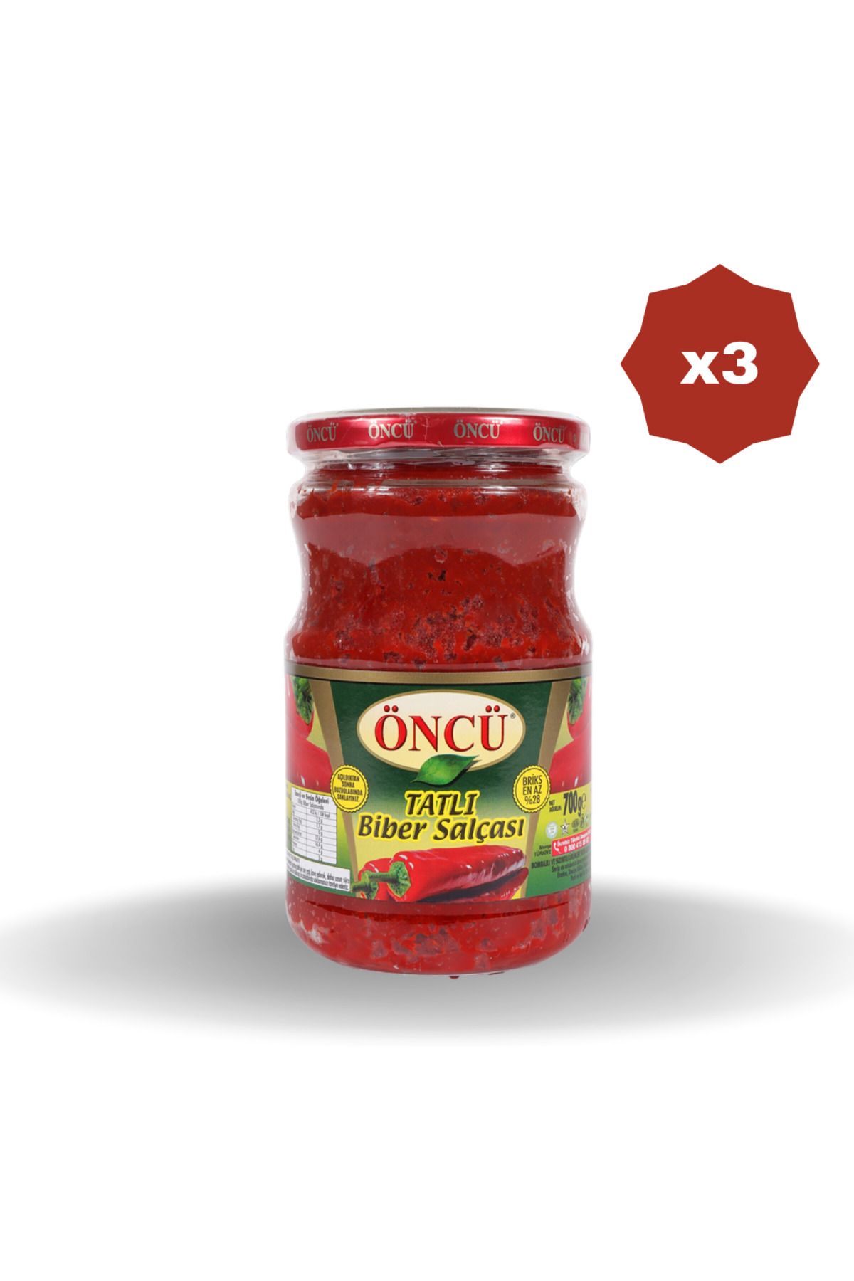 Öncü ÖNCÜ TATLI BİBER SALÇASI 700 GR - (3 ADET)