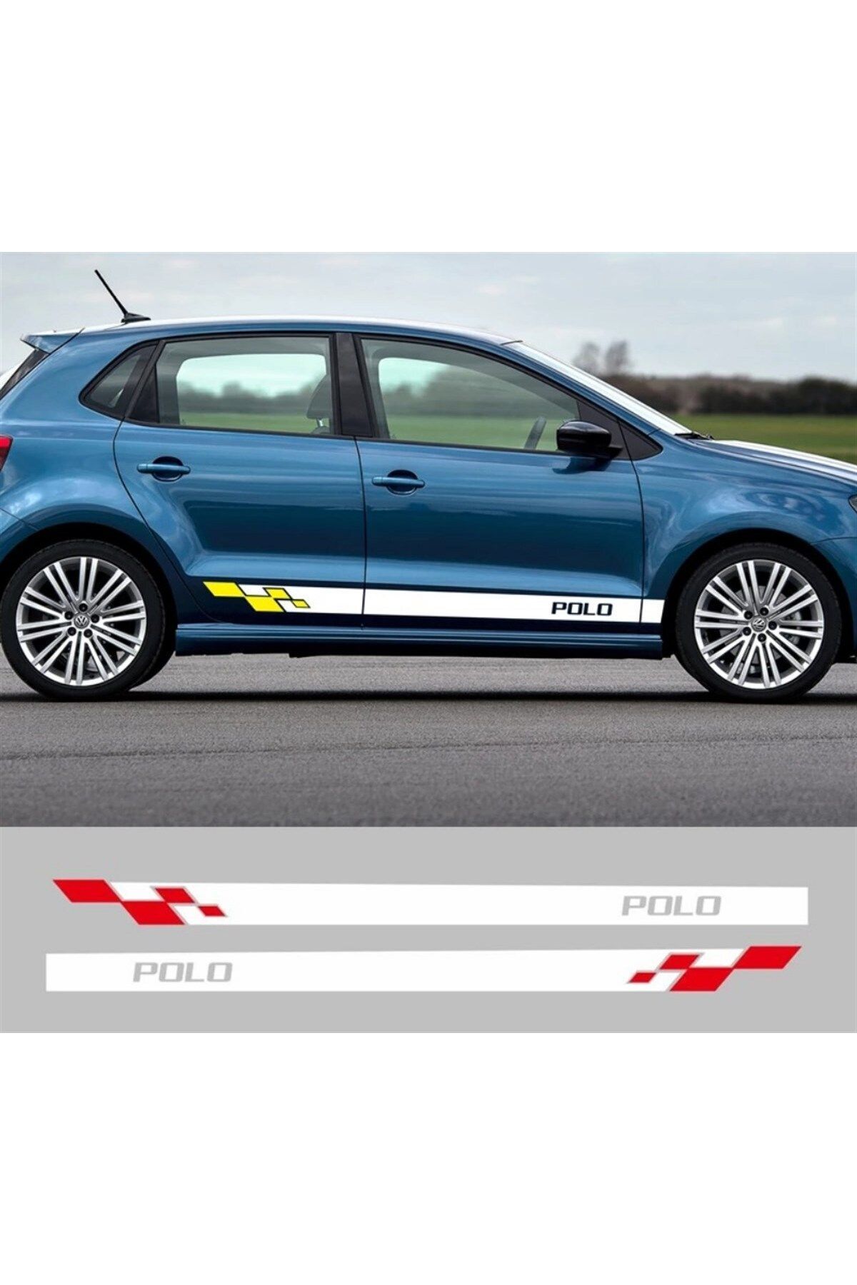 MLH STORE Volkswagen Polo Yan Kapı Beyaz Sarı Sticker Etiket Modeli