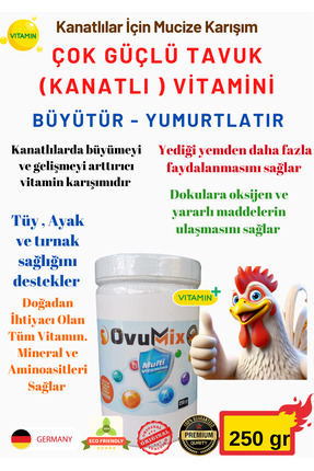 OVUMİX Tavuk Büyütme ve Yumurtlatma Vitamini 250 gr (Yeni Nesil Multivitamin ...