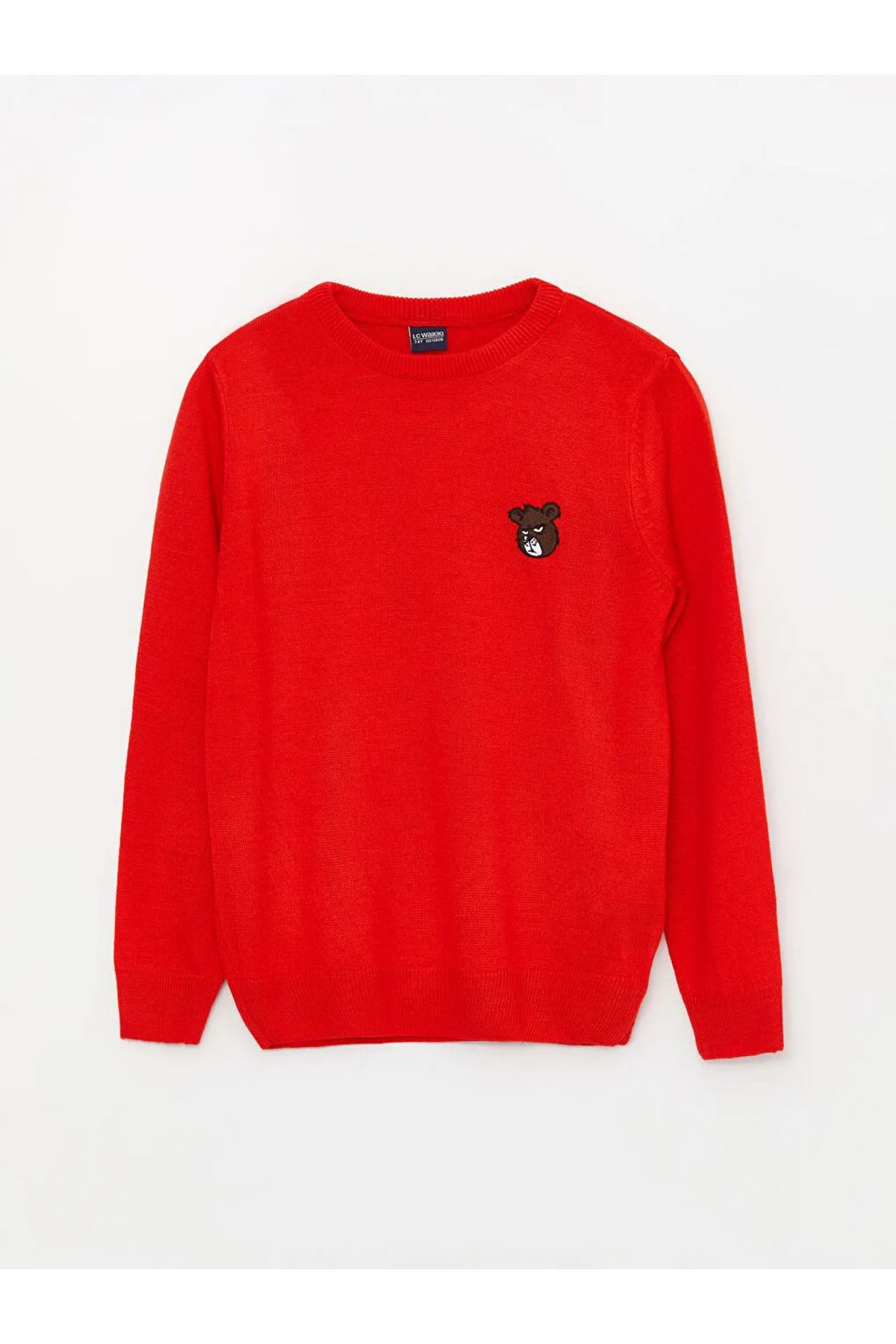 LC Waikiki-Kids Red Crew Neck Long Sleeve Boy's Knitwear Sweater 1