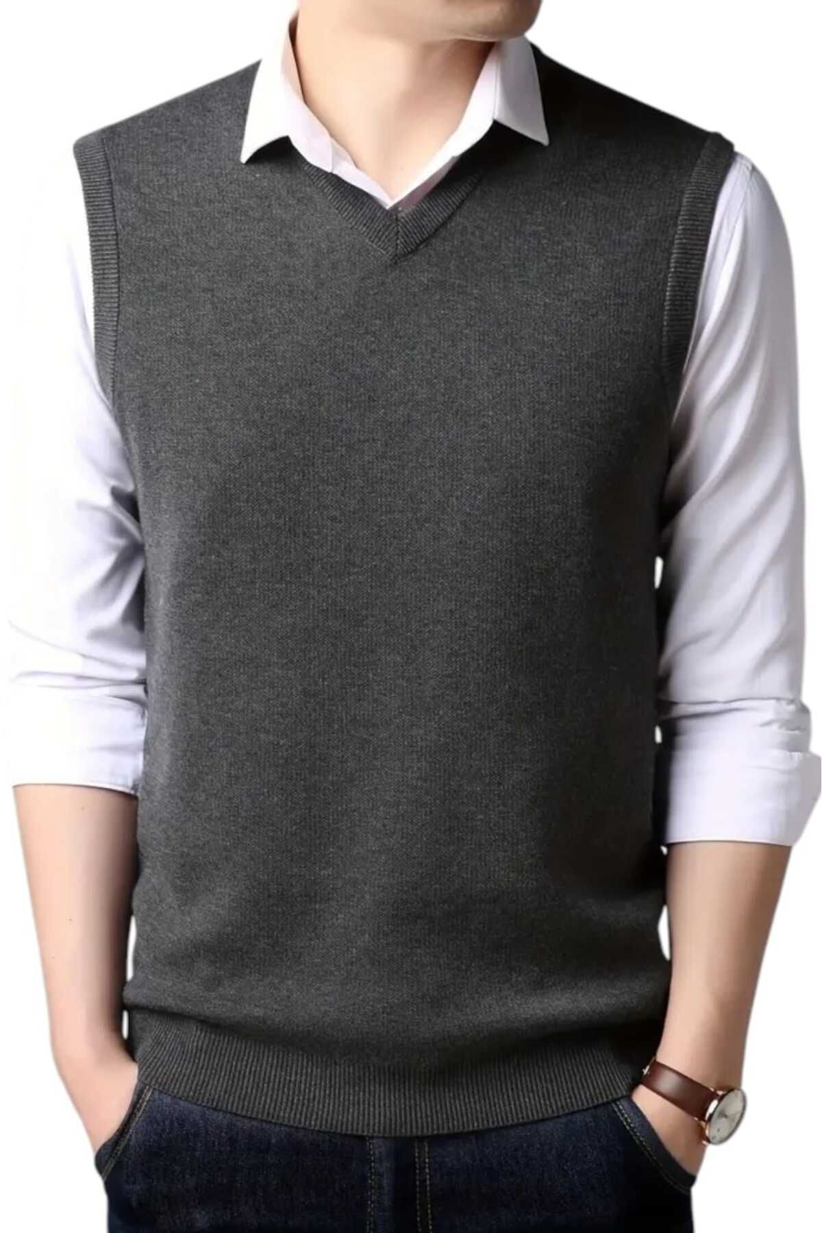 Uniquerrs-3-Piece Men's V-Neck Knitwear Non-Pilling Sweater Men's Slim Fit Sweater 6