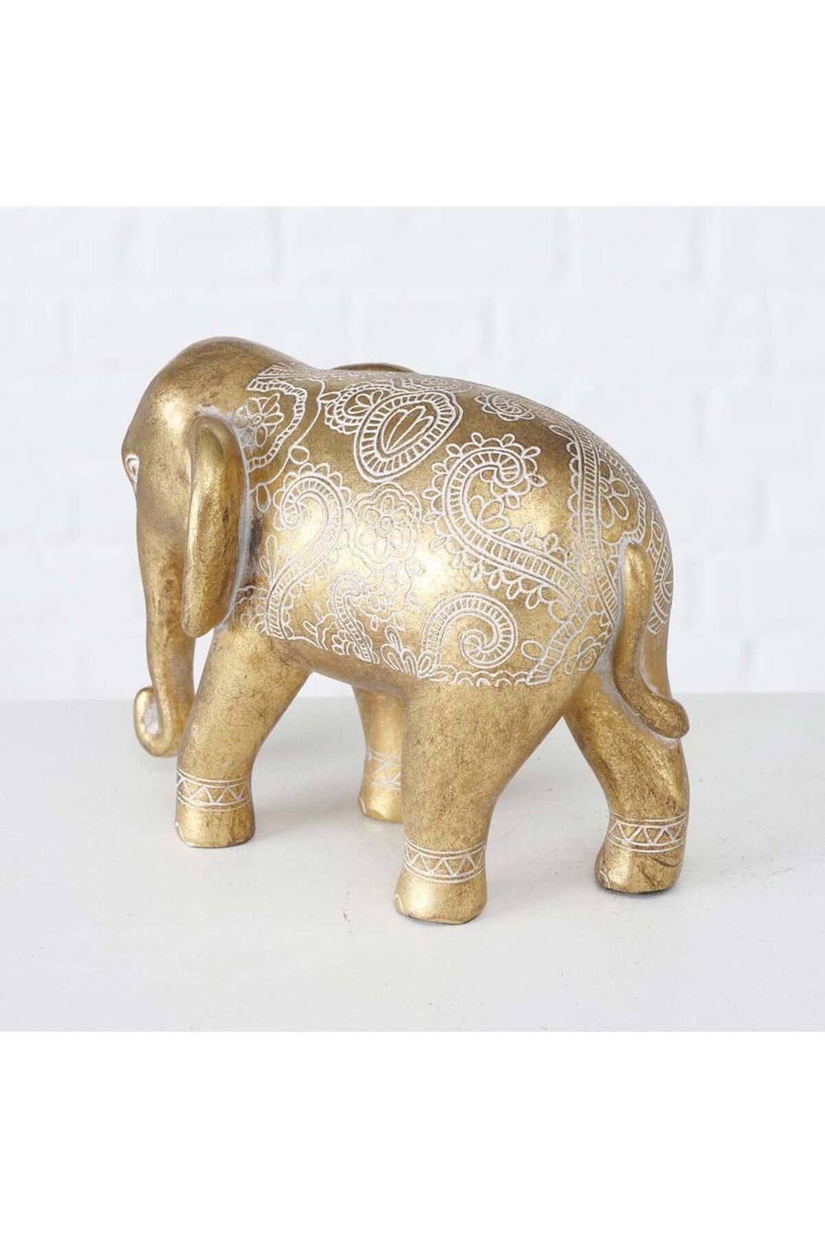 Homelux-Decorative Elephant 15x10x12 Cm, Polyresin, Gold, Available In 2 Variations 5