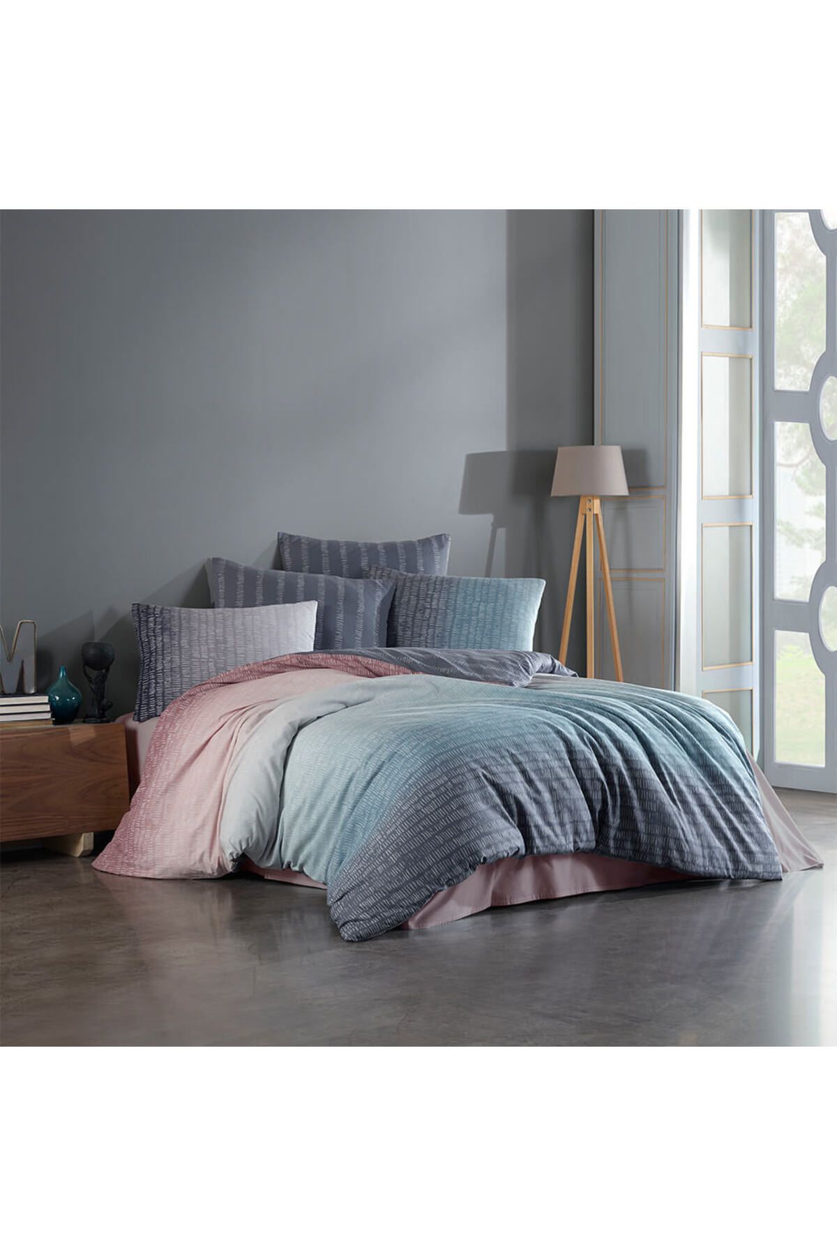 Homelux Lenjerie De Pat Pentru 2 Pers Acasă Gri, 100% Bumbac Ranforce, Multicolor - 200 x 220