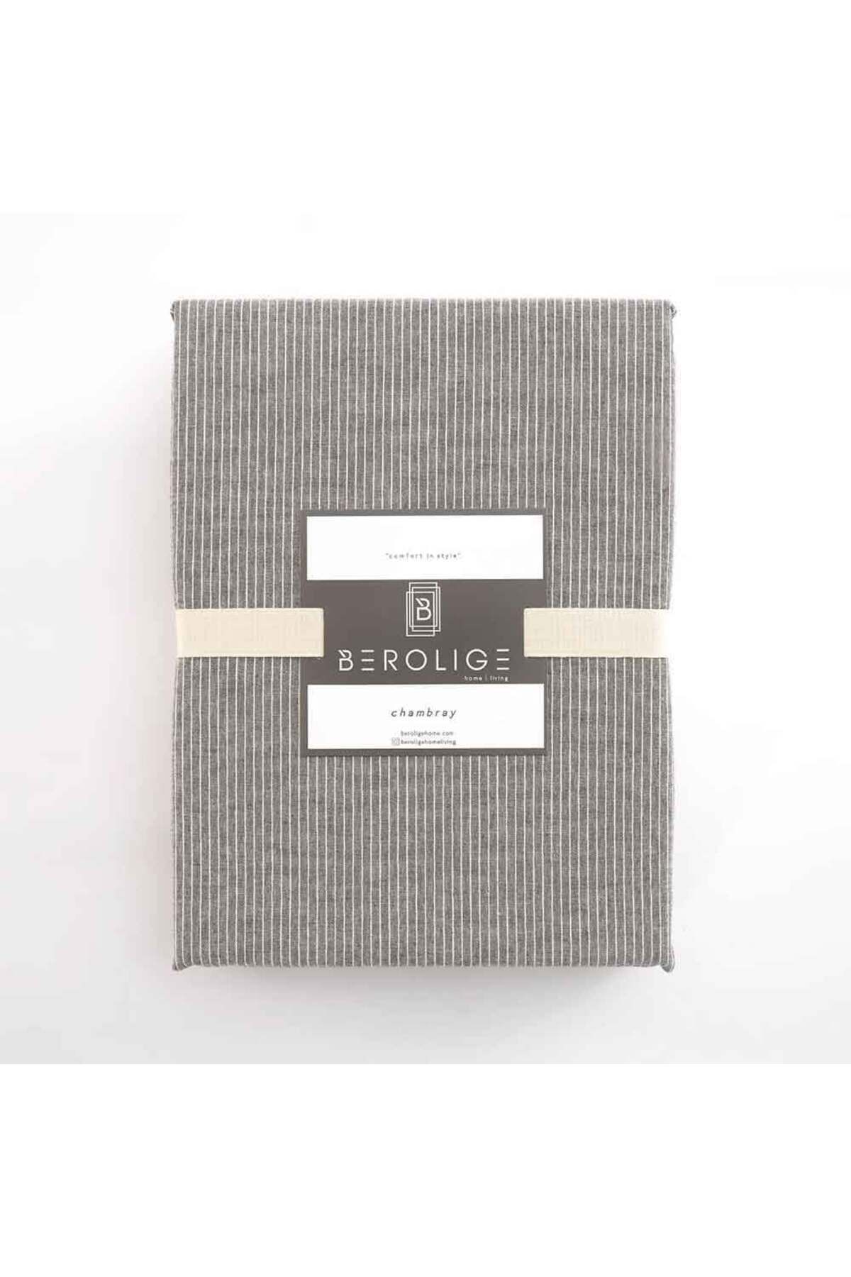 Homelux-Natural Stripes Bedding, 1 Person, 100% Cotton With Linen Look, Button Closure System 4