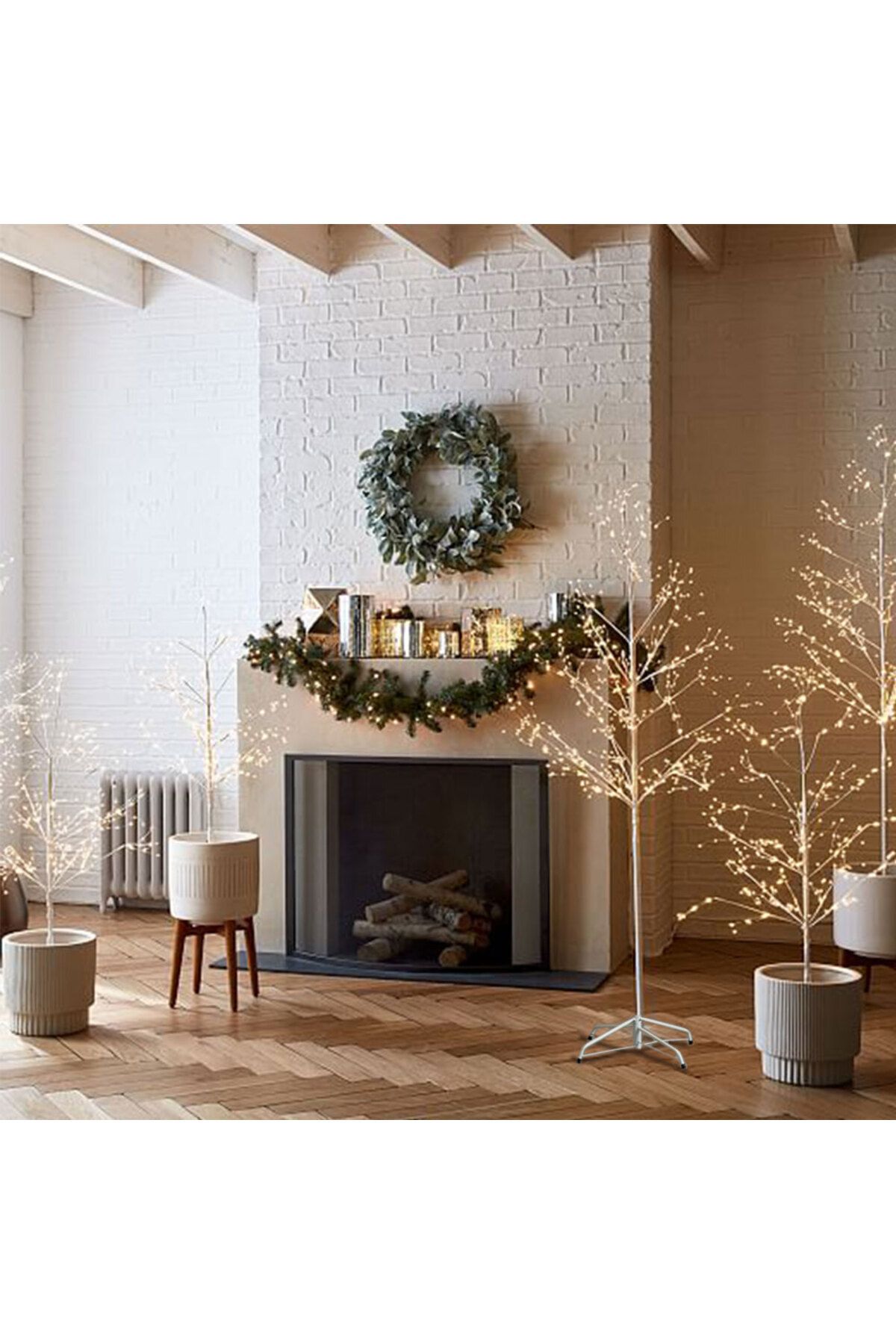 Homelux-Decorative light tree 180 cm, 750 micro leds, warm white light, 8 h timer, metal, white 5