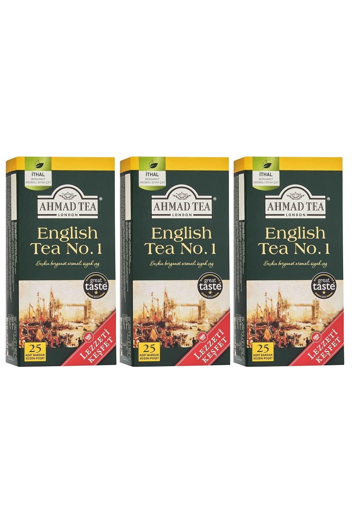 ahmad tea london Bergamot Aromalı No.1 Bardak Poşet Çay 25'Li 50 G x 3 Adet