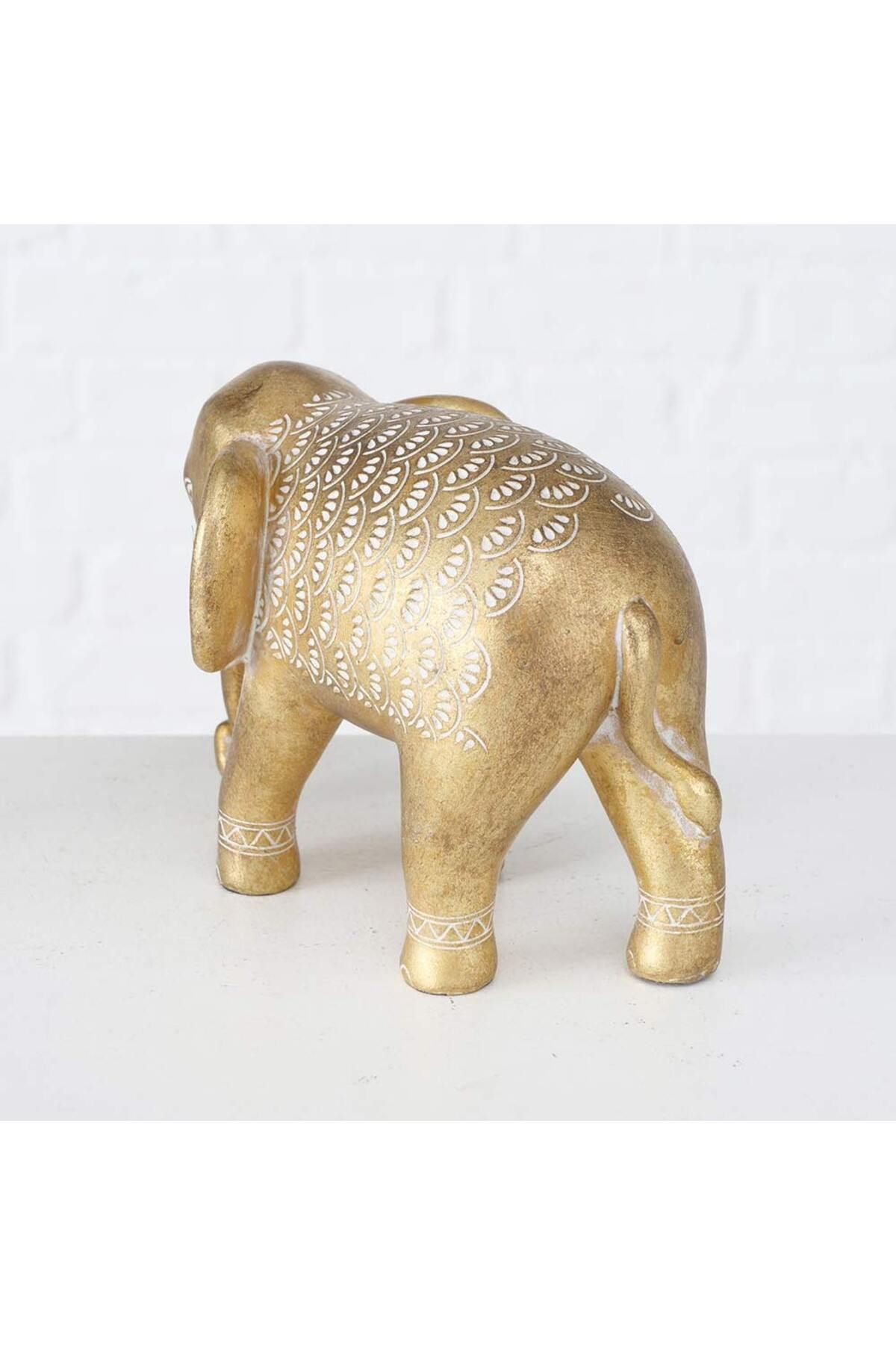 Homelux-Decorative Elephant 15x10x12 Cm, Polyresin, Gold, Available In 2 Variations 7