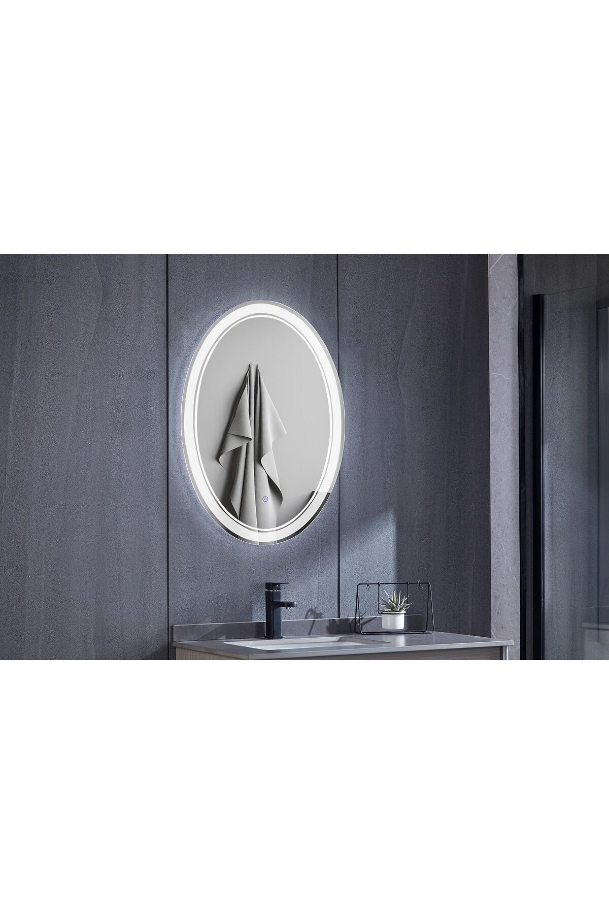 Homelux Oglinda Baie Emily, Ovala, 60x80 Cm, Iluminare Led, Buton Tactil - Mărime unică