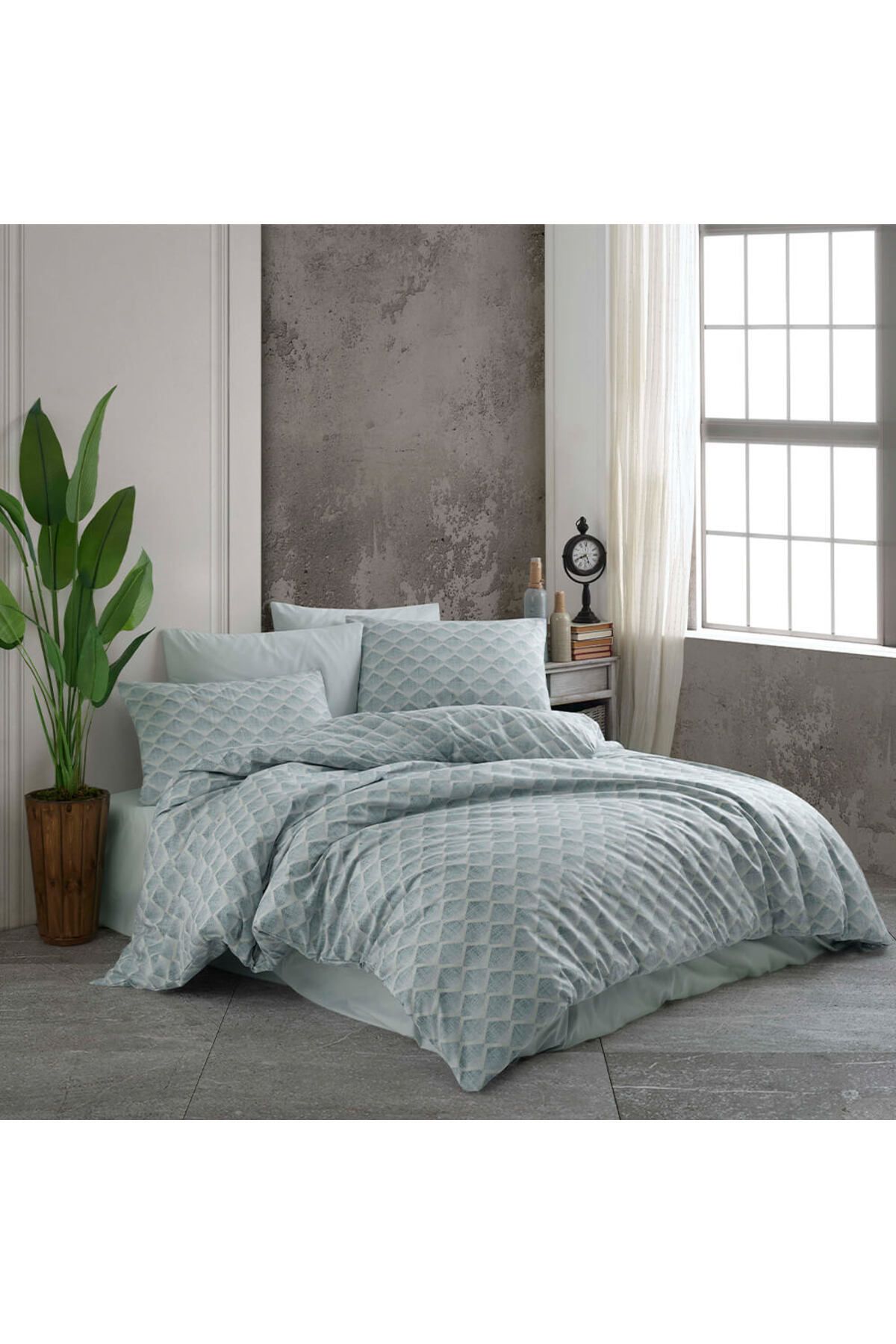 Homelux Lenjerie De Pat Pentru 2 Pers Acasă Clara, 100% Bumbac Ranforce, Verde - 200 x 220