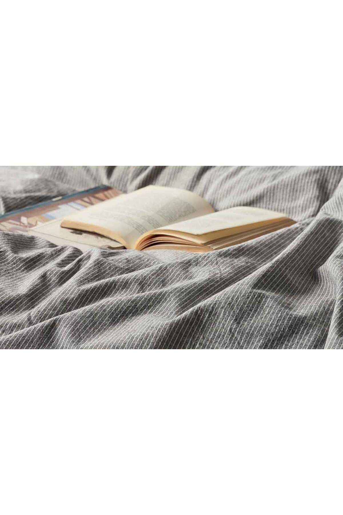 Homelux-Natural Stripes Bedding, 1 Person, 100% Cotton With Linen Look, Button Closure System 3