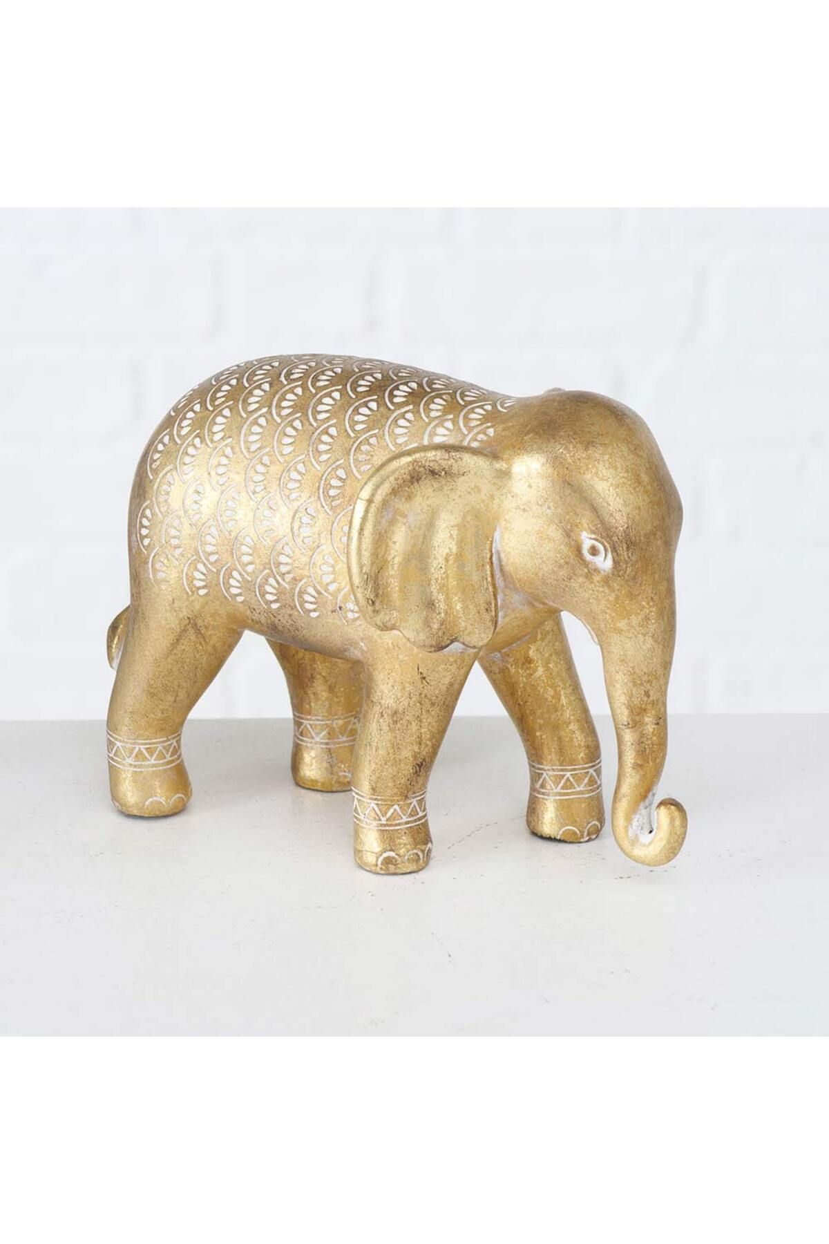 Homelux-Decorative Elephant 15x10x12 Cm, Polyresin, Gold, Available In 2 Variations 8