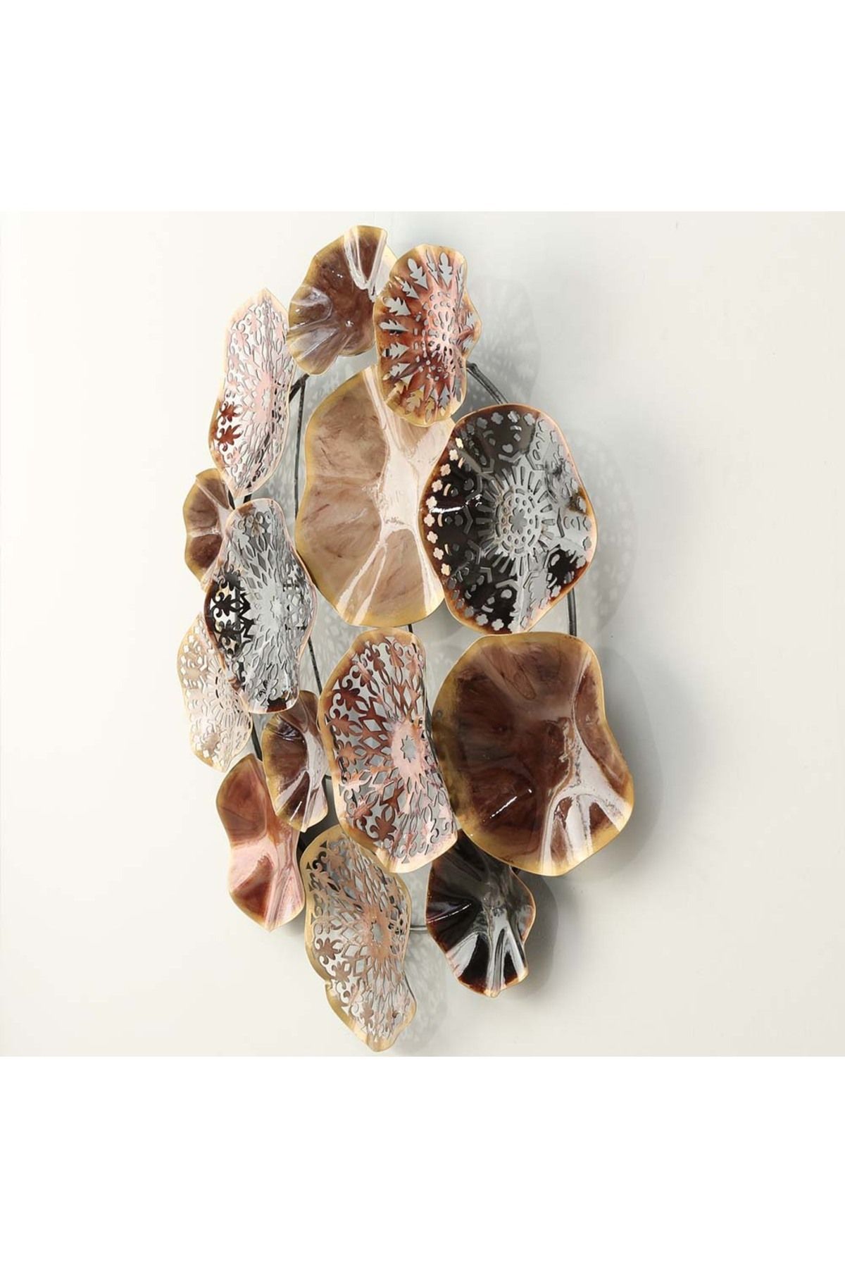 Homelux-Decor de perete Tessa, 72x8x74 cm, metal, bej/maro/negru/cupru 4