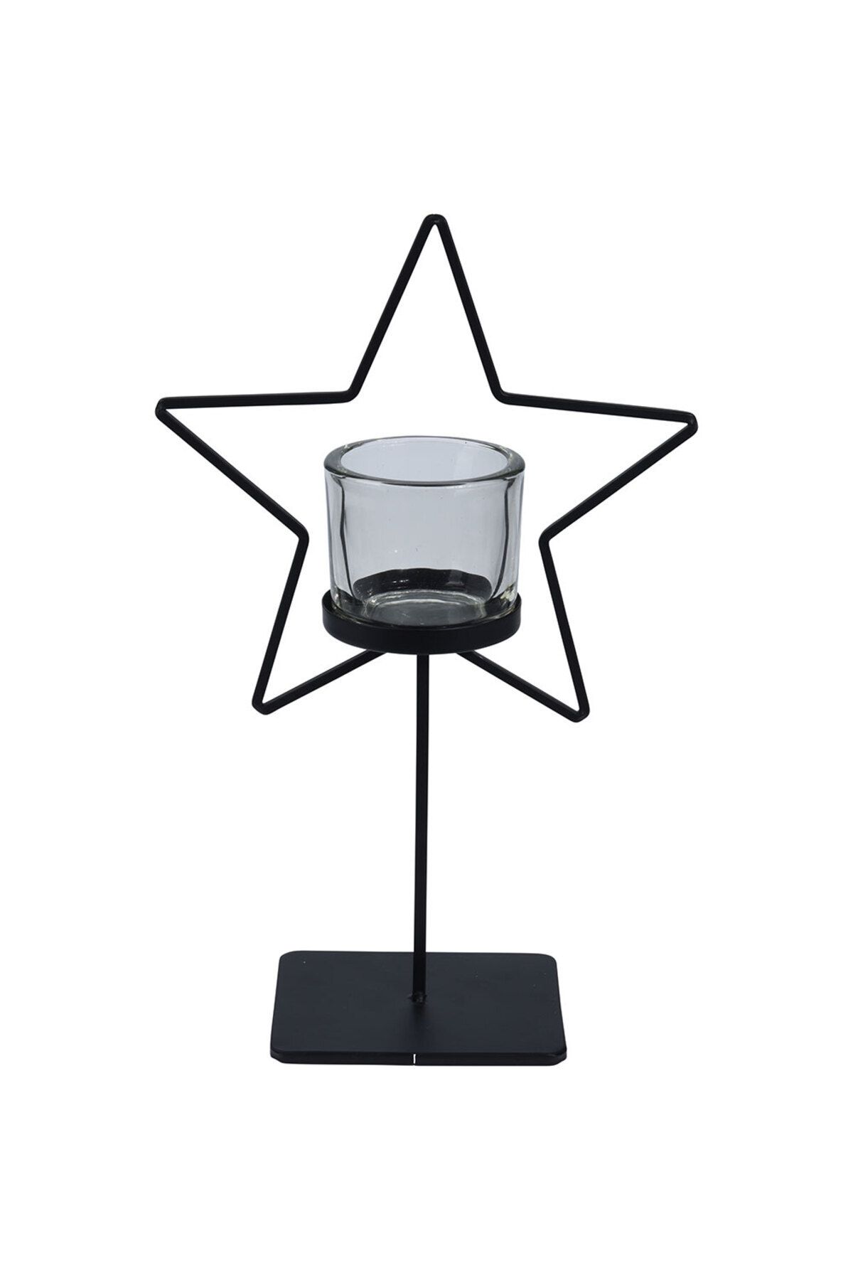 Homelux-Suport pentru lumanari 38, 5 cm, metal/ sticla, negru 1