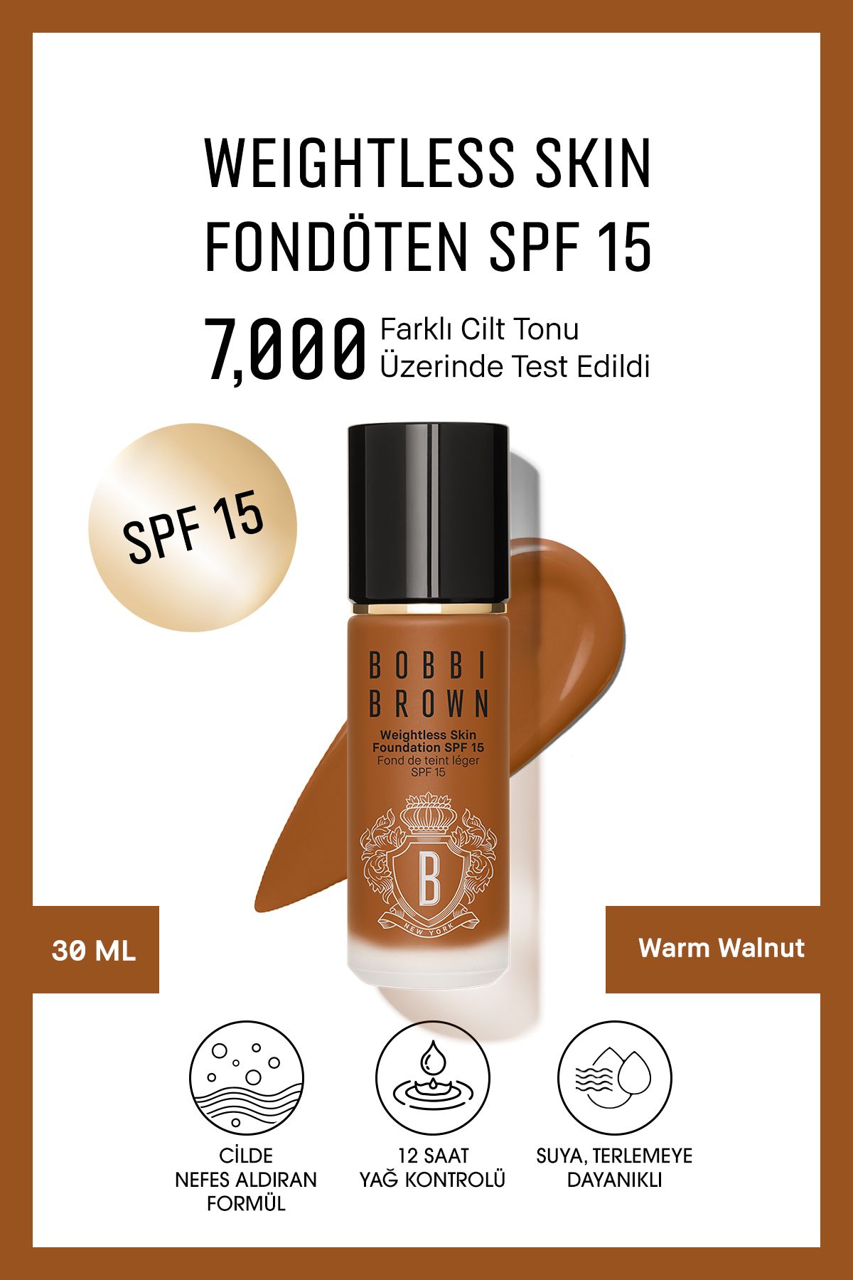 BOBBI BROWN-Moisturizing Foundation with Spf15 30ml - Intense and Light Formula, Warm Walnut Passi.4909 1