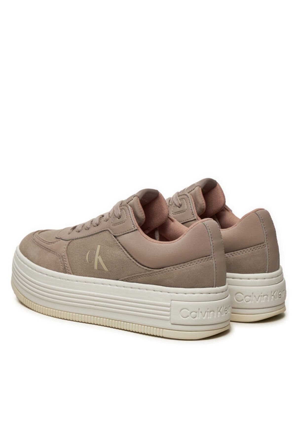 Calvin Klein-Grey Leather Sneaker with Ck Monogram Logo - Wedge Heel and Comfortable Sole Yw0Yw01638-0In 3