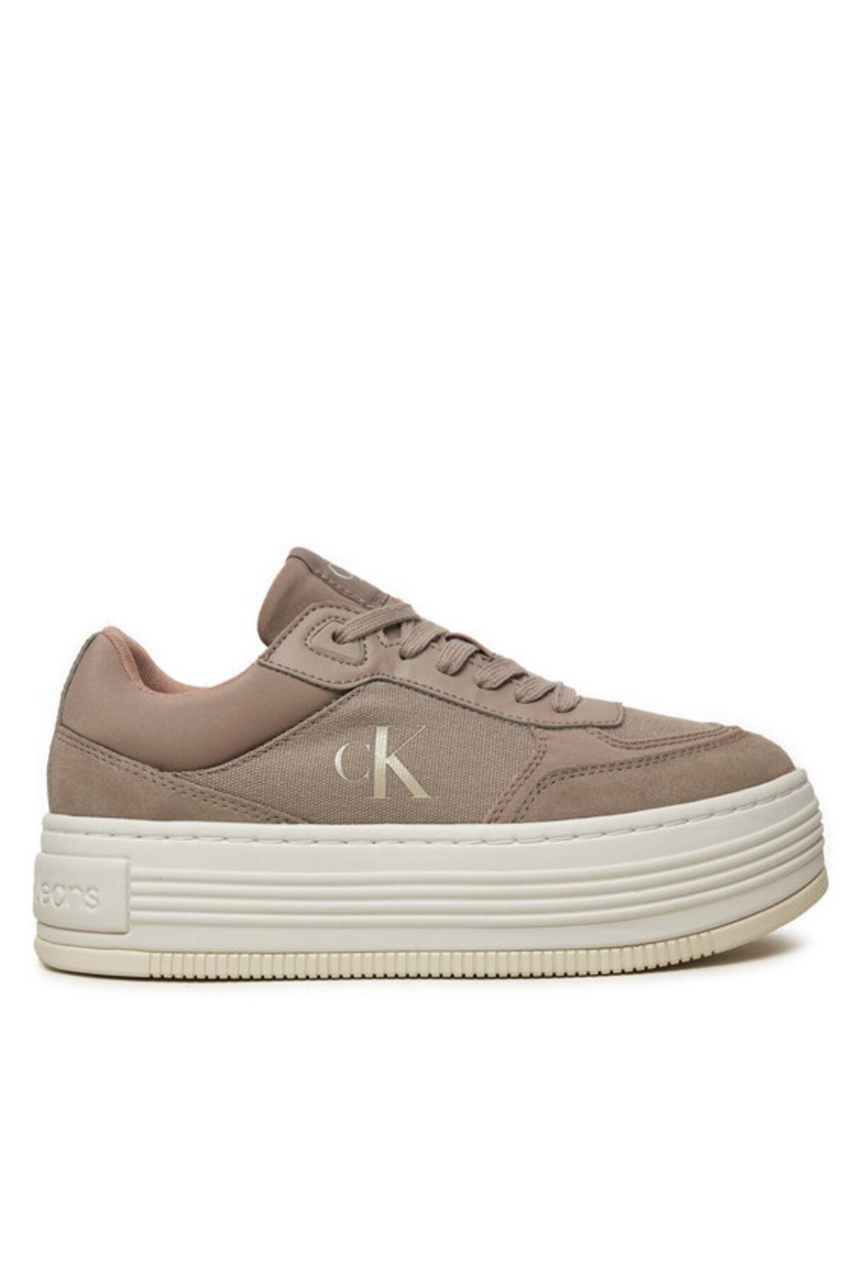 Calvin Klein-Grey Leather Sneaker with Ck Monogram Logo - Wedge Heel and Comfortable Sole Yw0Yw01638-0In 1