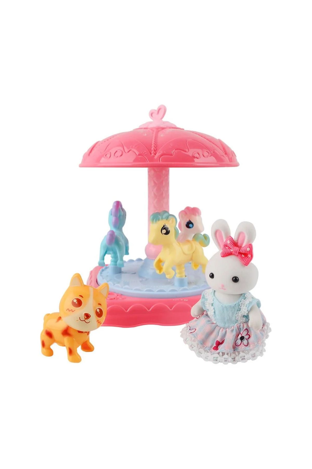 Bay Dreamy-Mini Rabbit Family Carousel Amusement Park Play Set 4