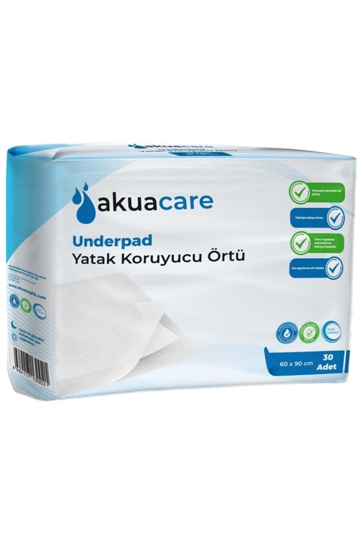 akuacare Hasta Alt Açma Yatak Koruyucu Örtü 60*90 Cm (İÇ ADET 30 ADET)