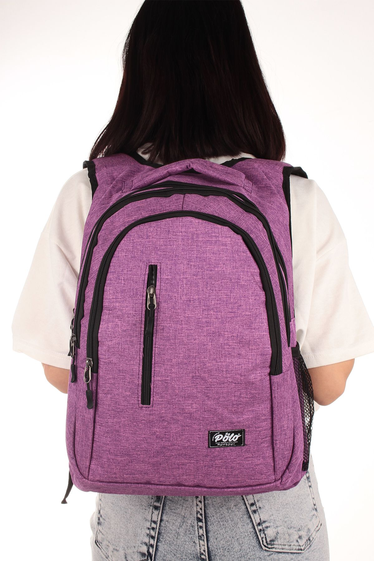 By Hakan-Polo 8870 Bat Model - School Bag, Backpack, Orthopedic and Water Resistant Purple 2