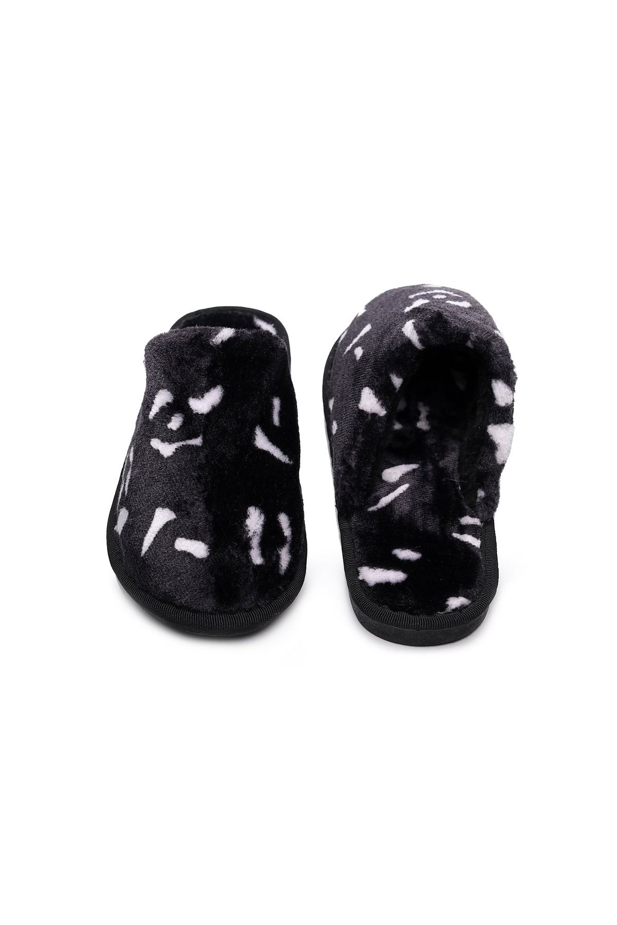 Kosmos Kids-Papuci pufosi Animal Print Negri 4