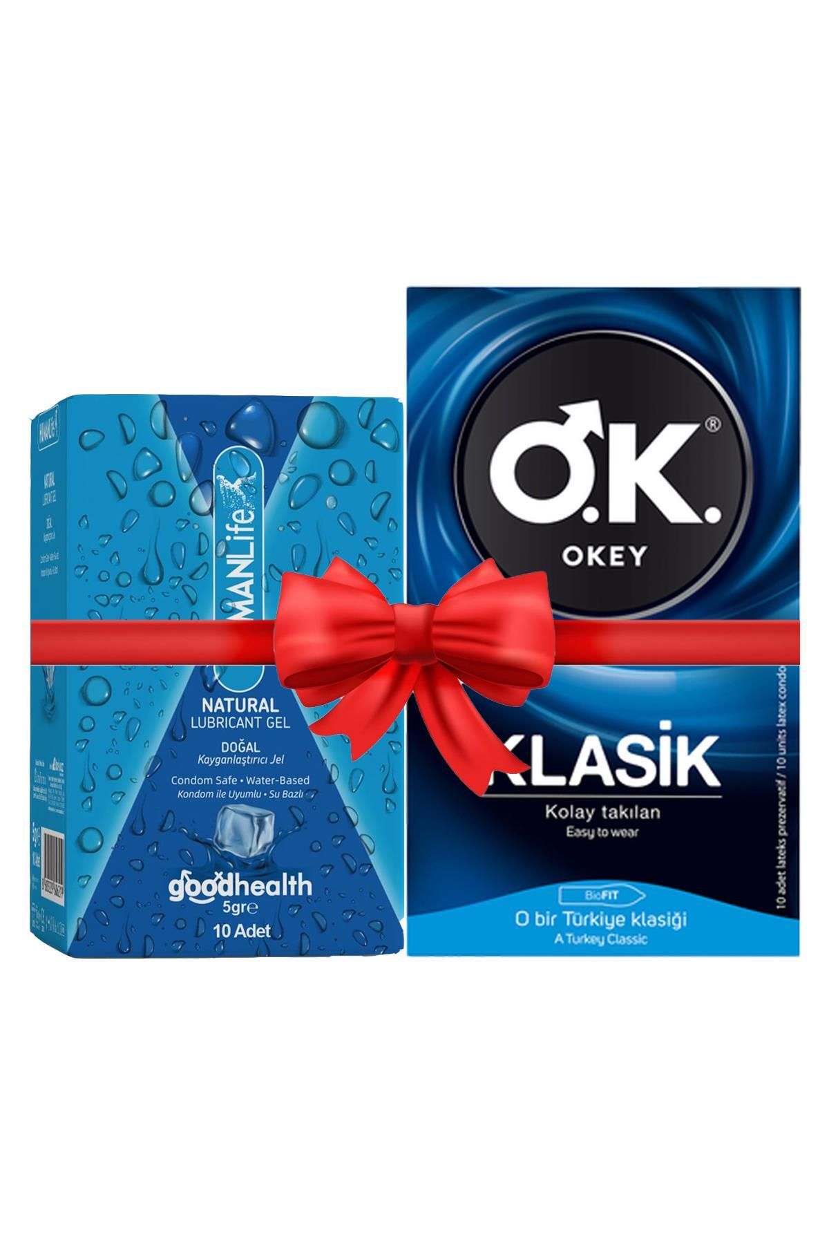 Okey Prezervatif Klasik 10'lu + HumanLife 5 gr X 10 Doğal Kayganlaştırıcı Jel Lubricant