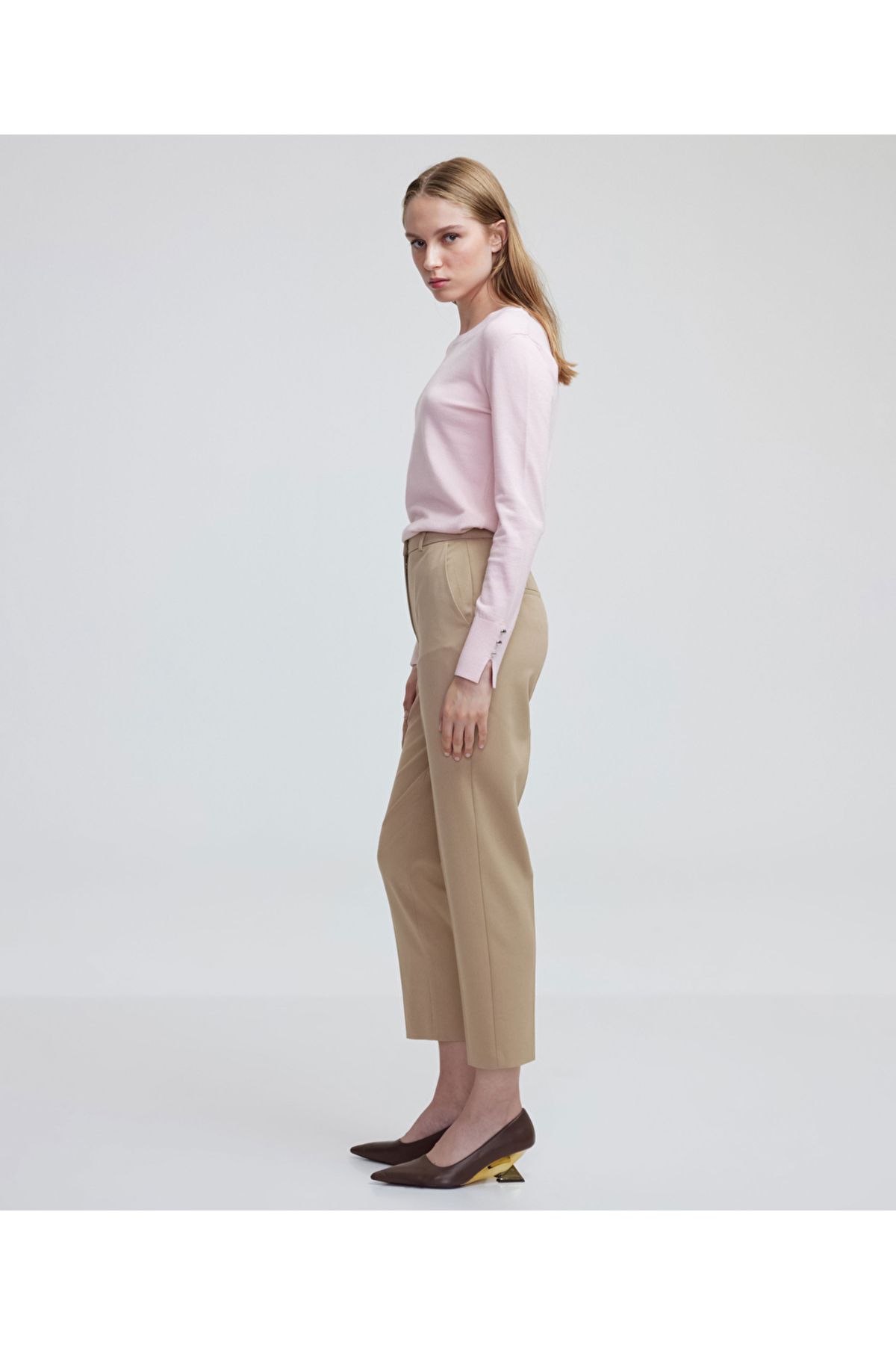 MISS IPEKYOL-Light Cut Trousers with Pockets 2