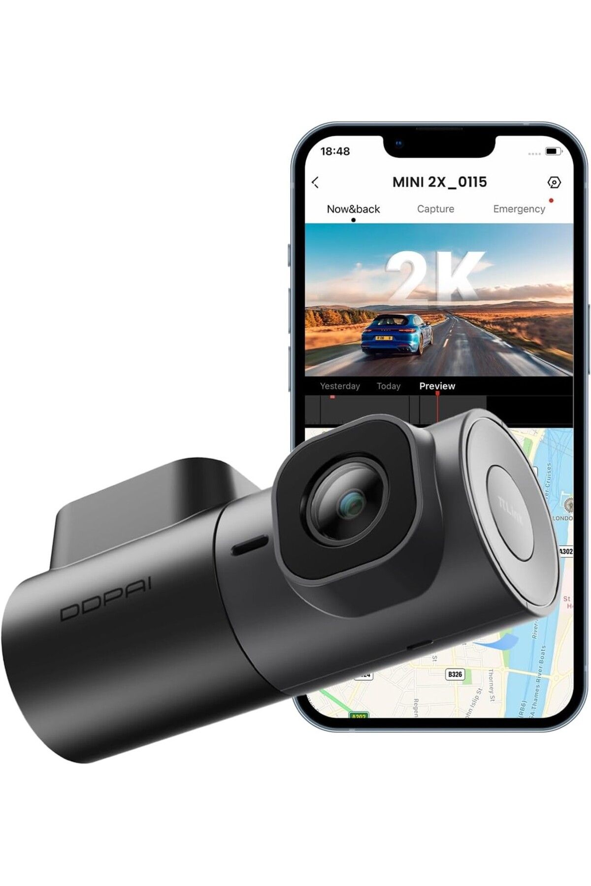 DDPAI Mini2x 2k Araba Önü Kamerası, 360° Dönebilir Lens, 1440p Gece Görüşlü Uyumlu