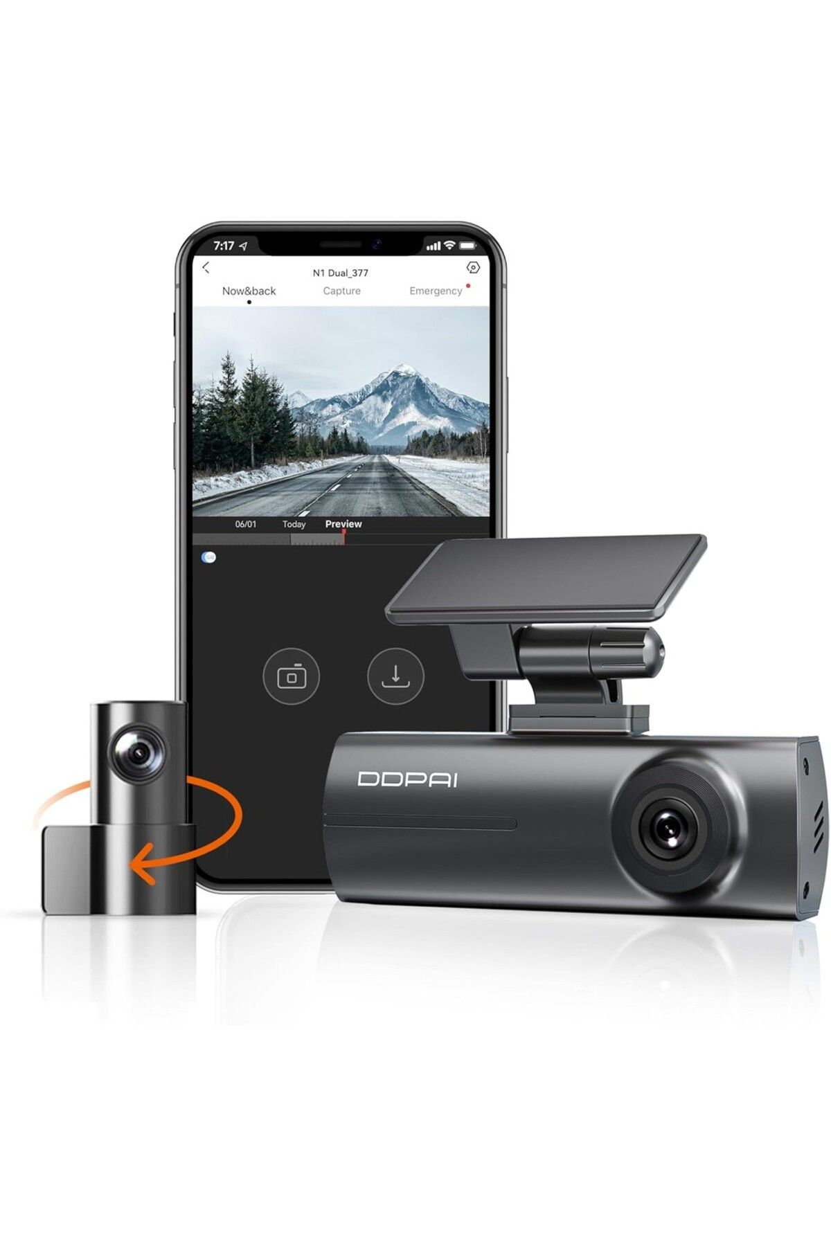 Kawa Dash Cam 1296P, 1080P Ön ve Arka Kamera, Dahili WiFi, Süper Gece Görüşü