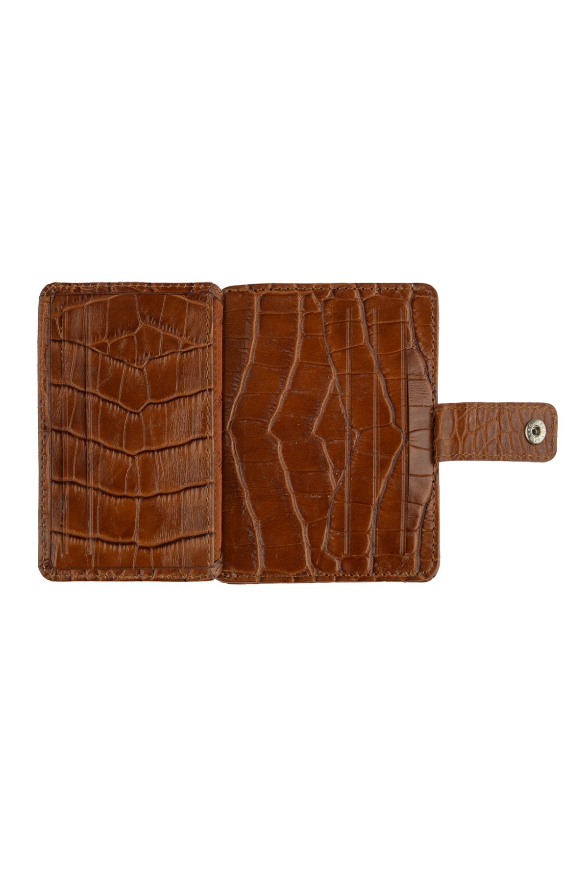 Deriderim-Tan Genuine Leather Card Holder with Snap Closure 3