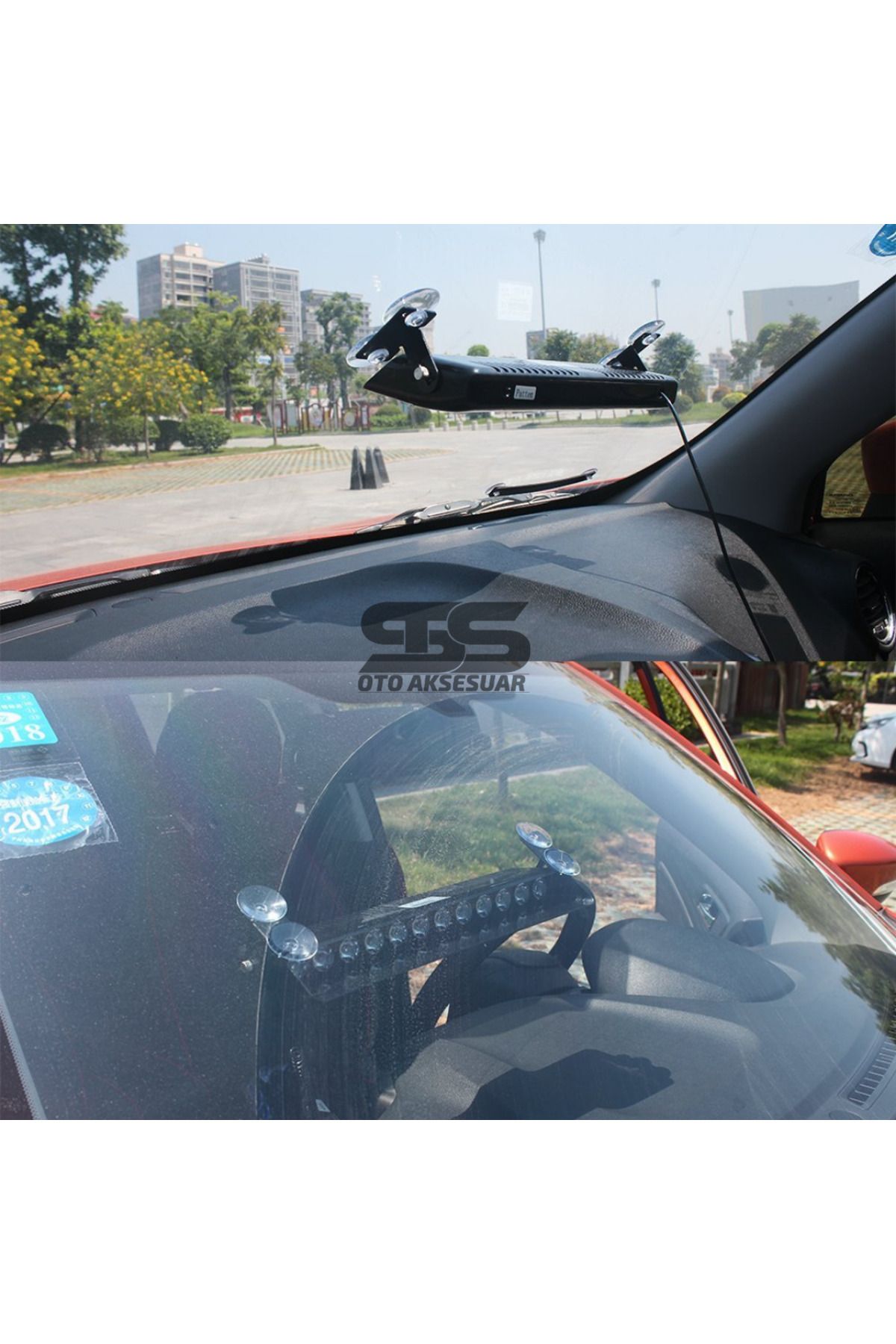 Furens-S12 Glass - 12 Leds, Red Blue White, Suction Cup Police Blinker, Front Rear Window with Entry 2