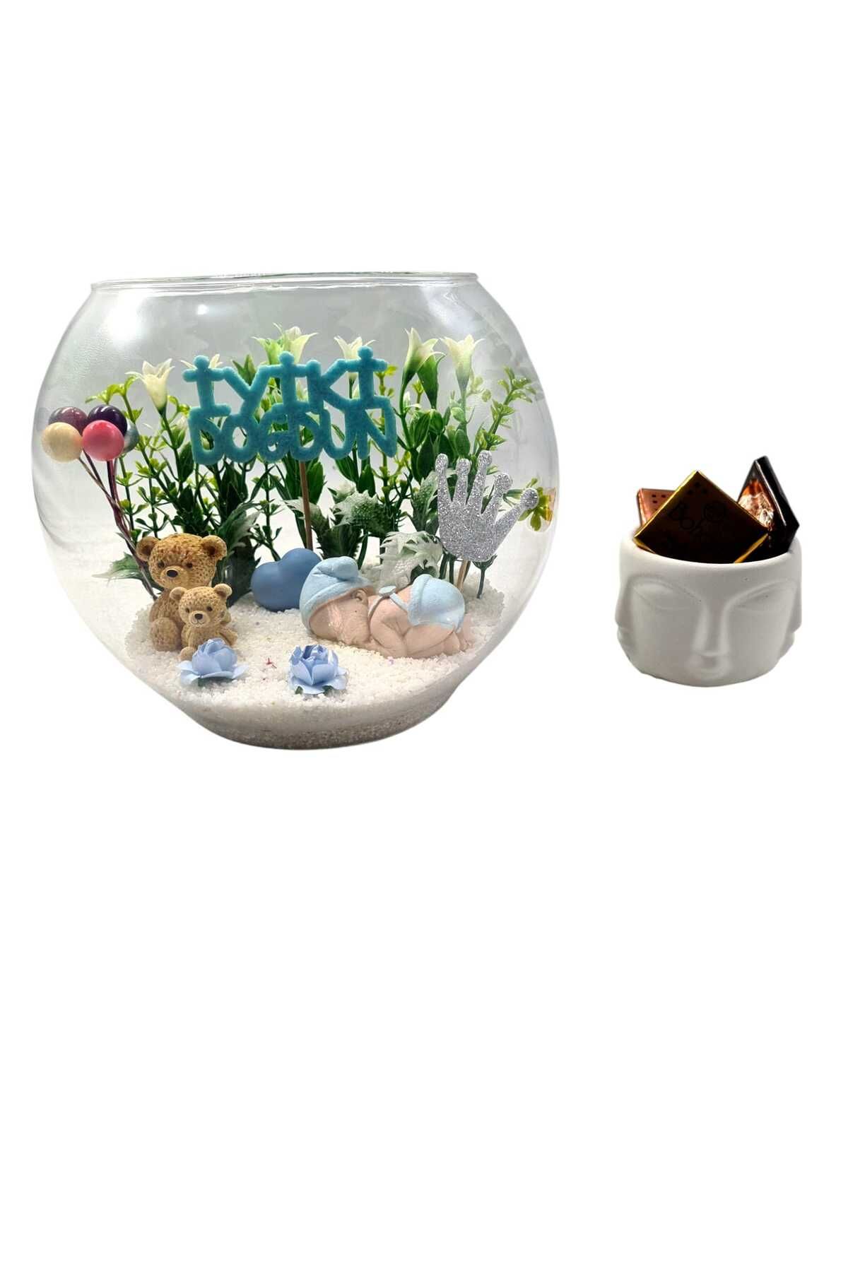 maya sanat-Baby Boy Gift Set - Chocolate, Mother Baby Gift Terrarium 1