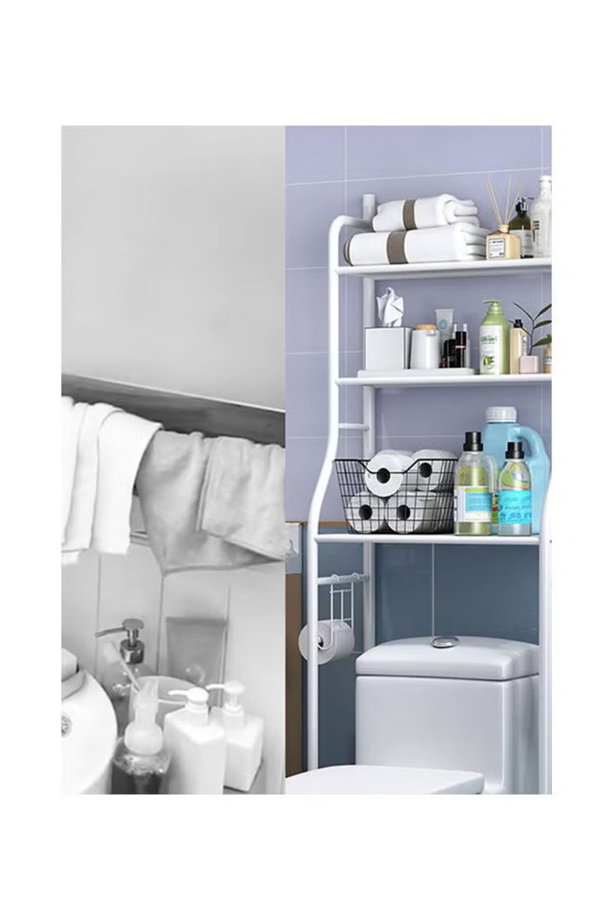 منظم حمام بثلاث طبقات، أبيض