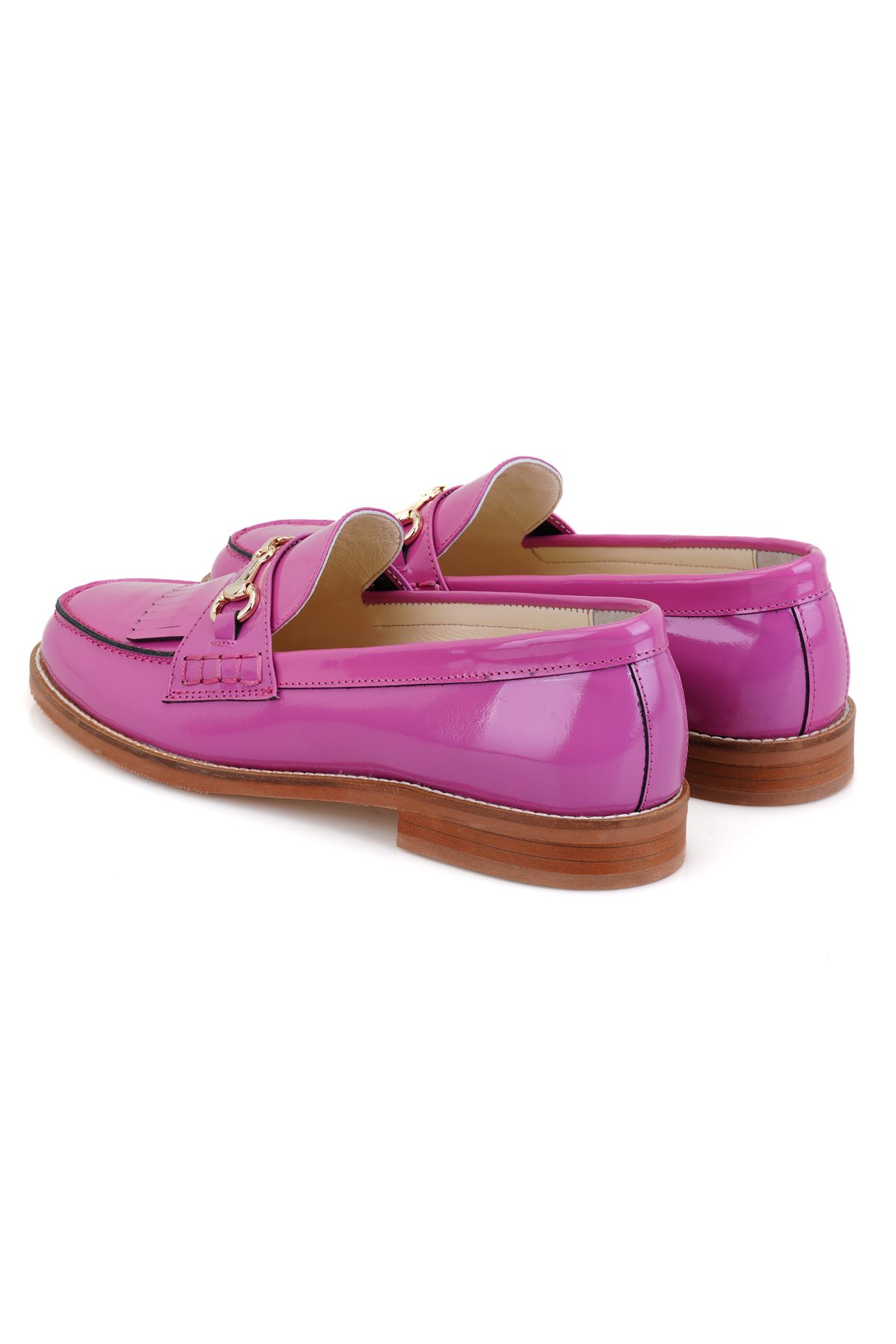 Desa-Mocasini din piele pentru femei Mollie Fuchsia cu accesorii cu catarama 5