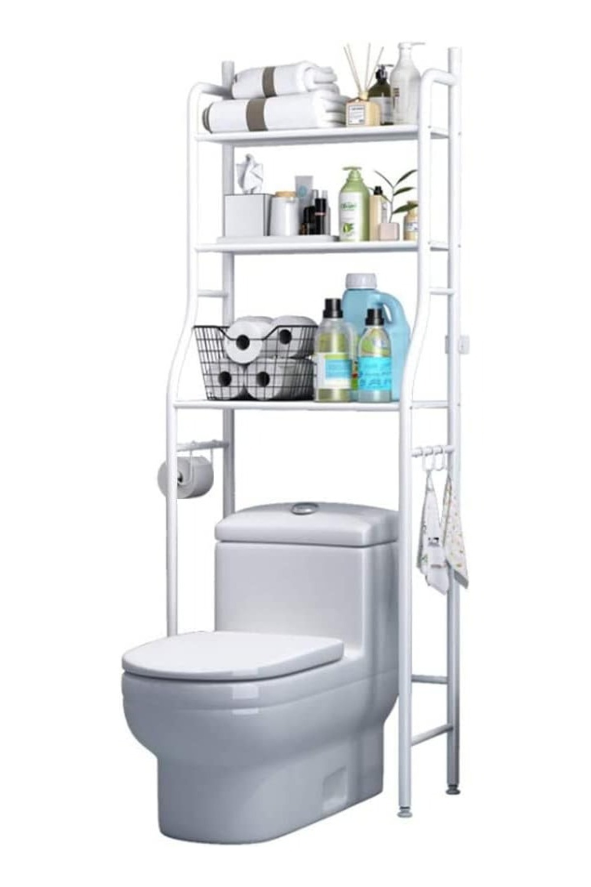 منظم حمام بثلاث طبقات، أبيض