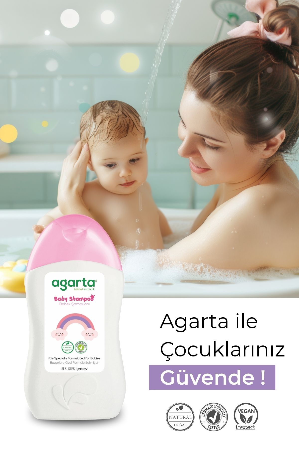 Agarta Doğal Bebek Kız Çocuklarına Özel Bakım Şampuanı 400 ml-5