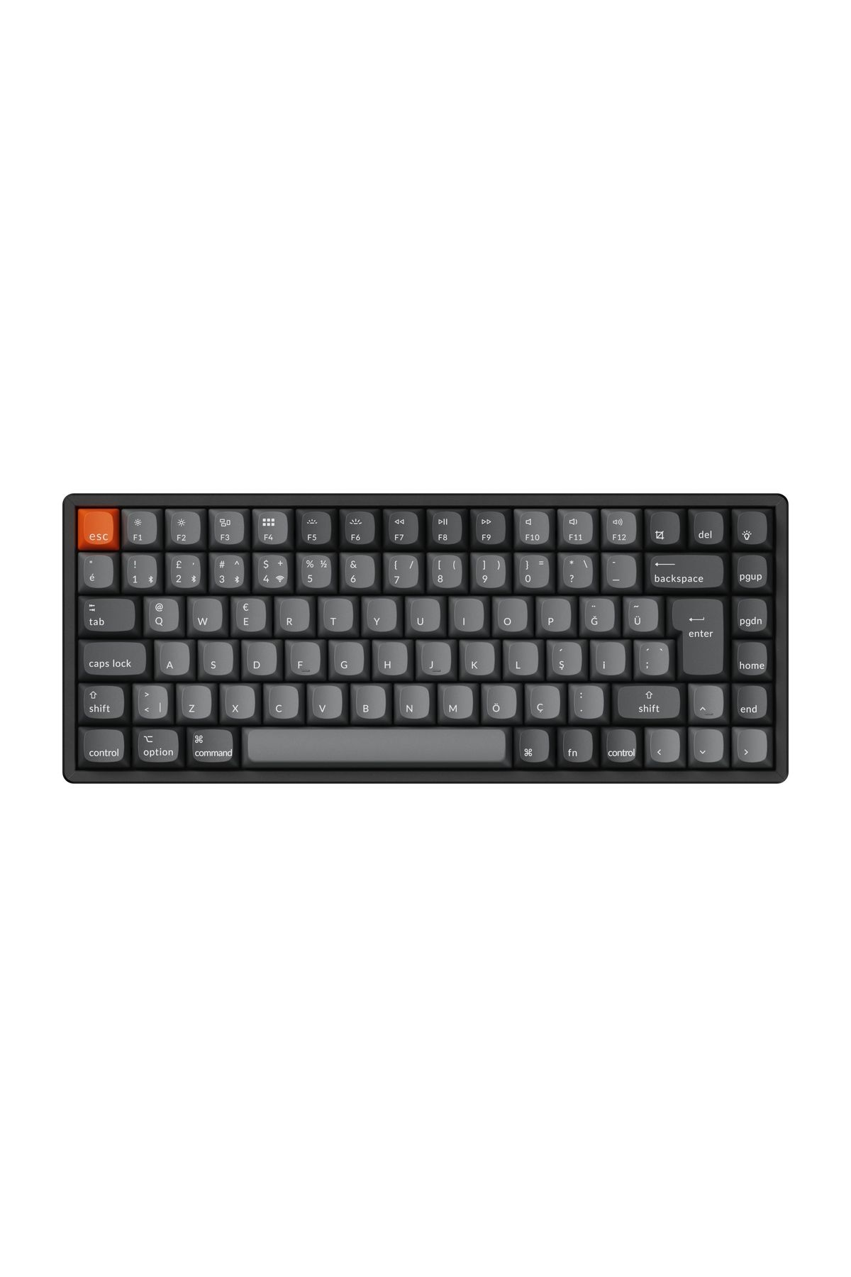 Keychron K2 Max %75 RGB Türkçe Kablosuz Alüminyum Çerçeve Karbon Siyah Mekanik Klavye