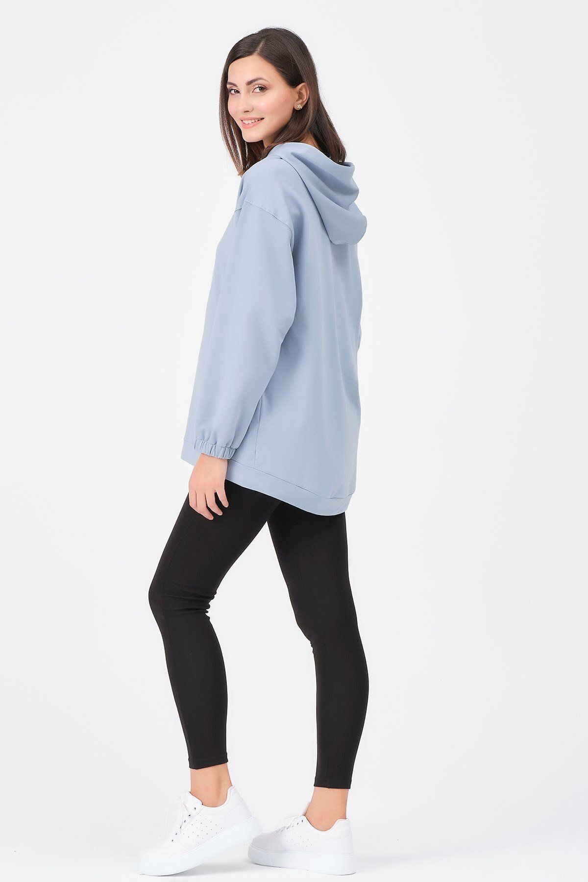 BUSA-Blue Maternity Sweatshirt - Breastfeeding Detailed 4