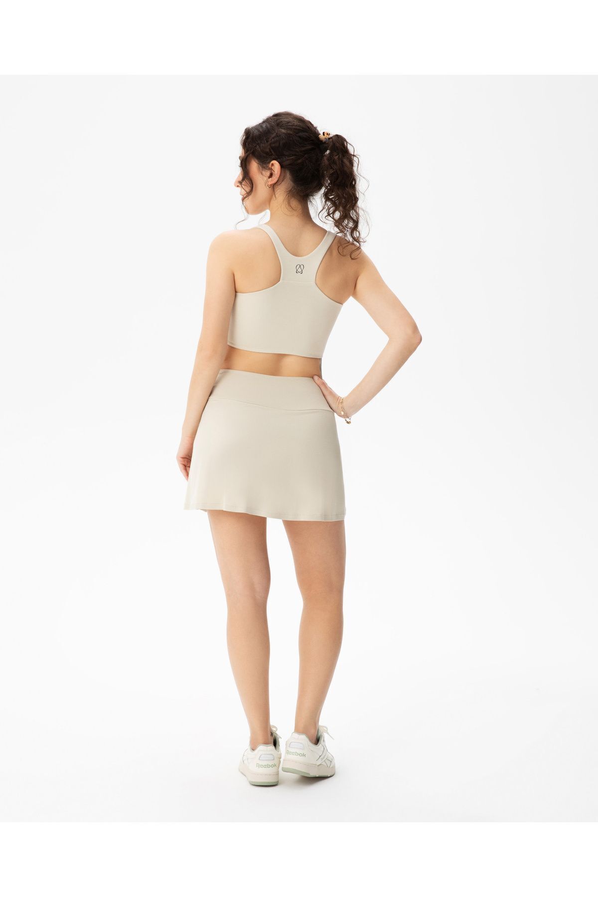 Ayma Active-High Waist Viscose Shorts Skirt - Cream Ecovero™ Slit 5