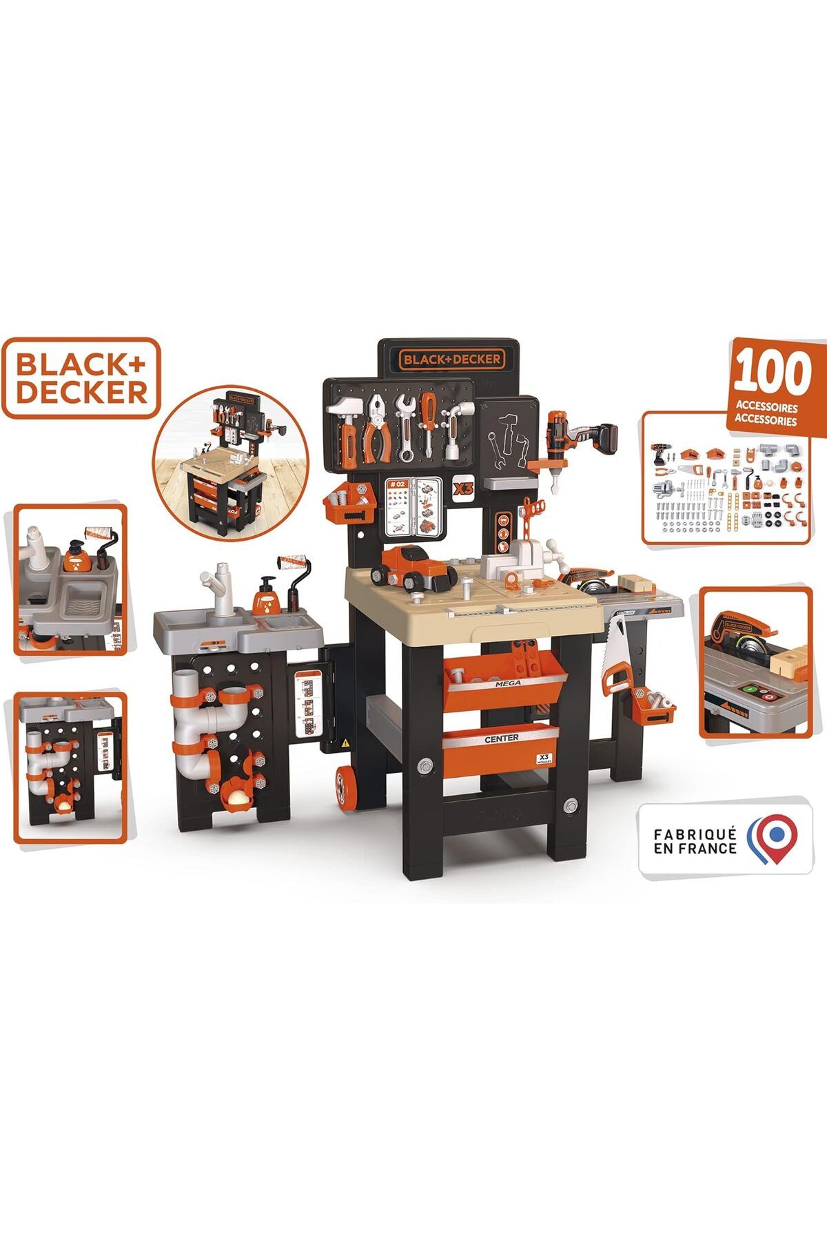 Cici Oyuncak Black+Decker Mega Workbench Çocuk Eğitici Öğretici Dev Boyutta Tamir Seti