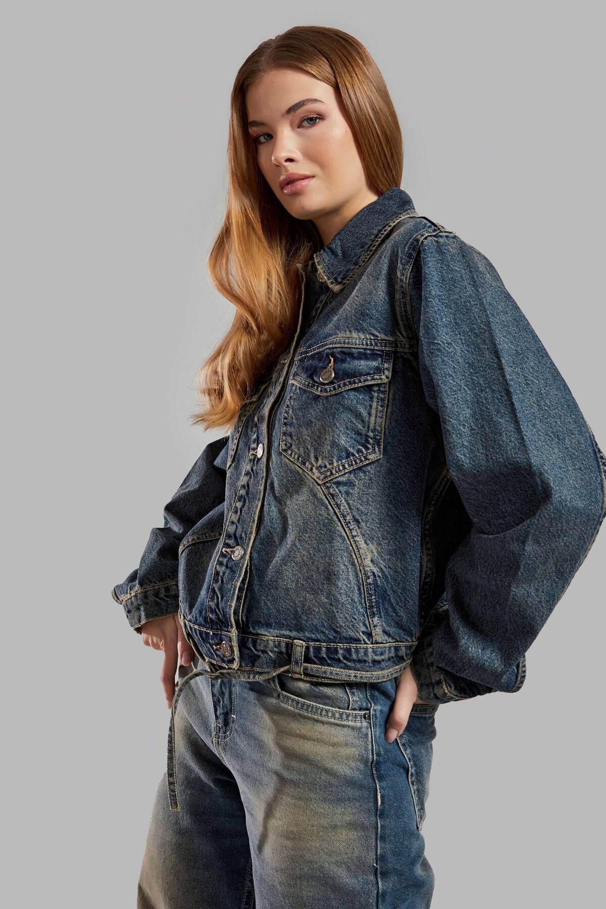 its basic-Jachetă de damă T.Jen Color 2w48 Loose Fit Crop Denim 2