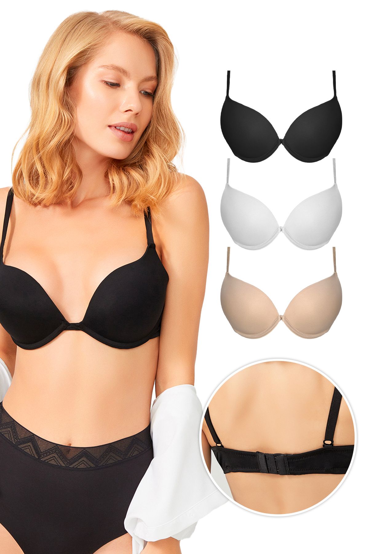 كوتونهيل-حمالة صدر Lol Up Push Up Underwire، 3 قطع 1