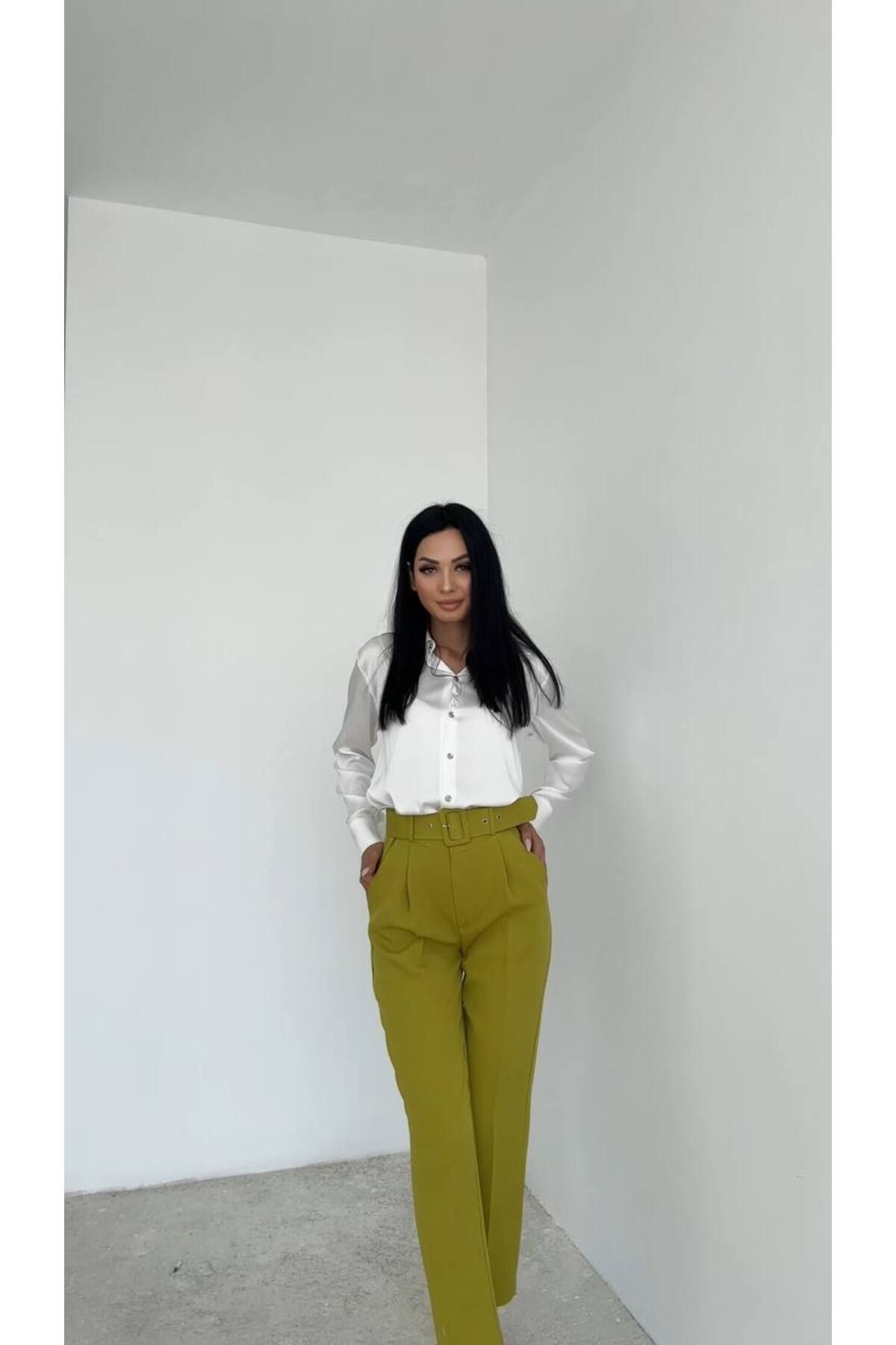 Swass-Skinny Leg Classic Belted Fabric Trousers 4