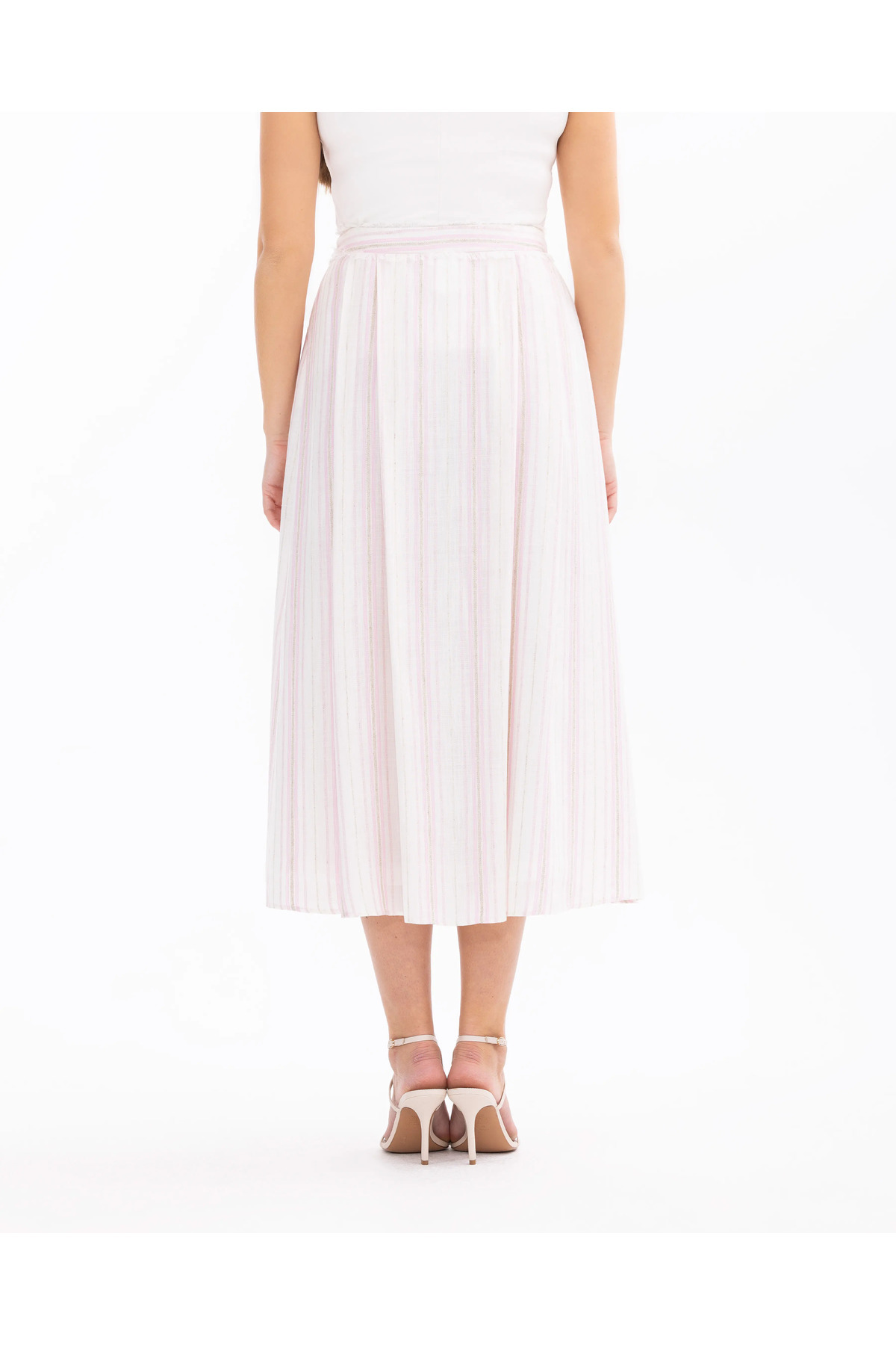 SEÇİL-Striped Button Detailed Skirt 7