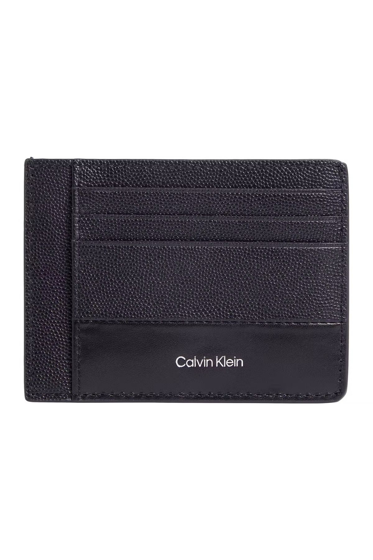 Calvin Klein-Men's Stitching Detailed Comfortable Portable Leather Black Card Holder K50K 512690 -Beh 1